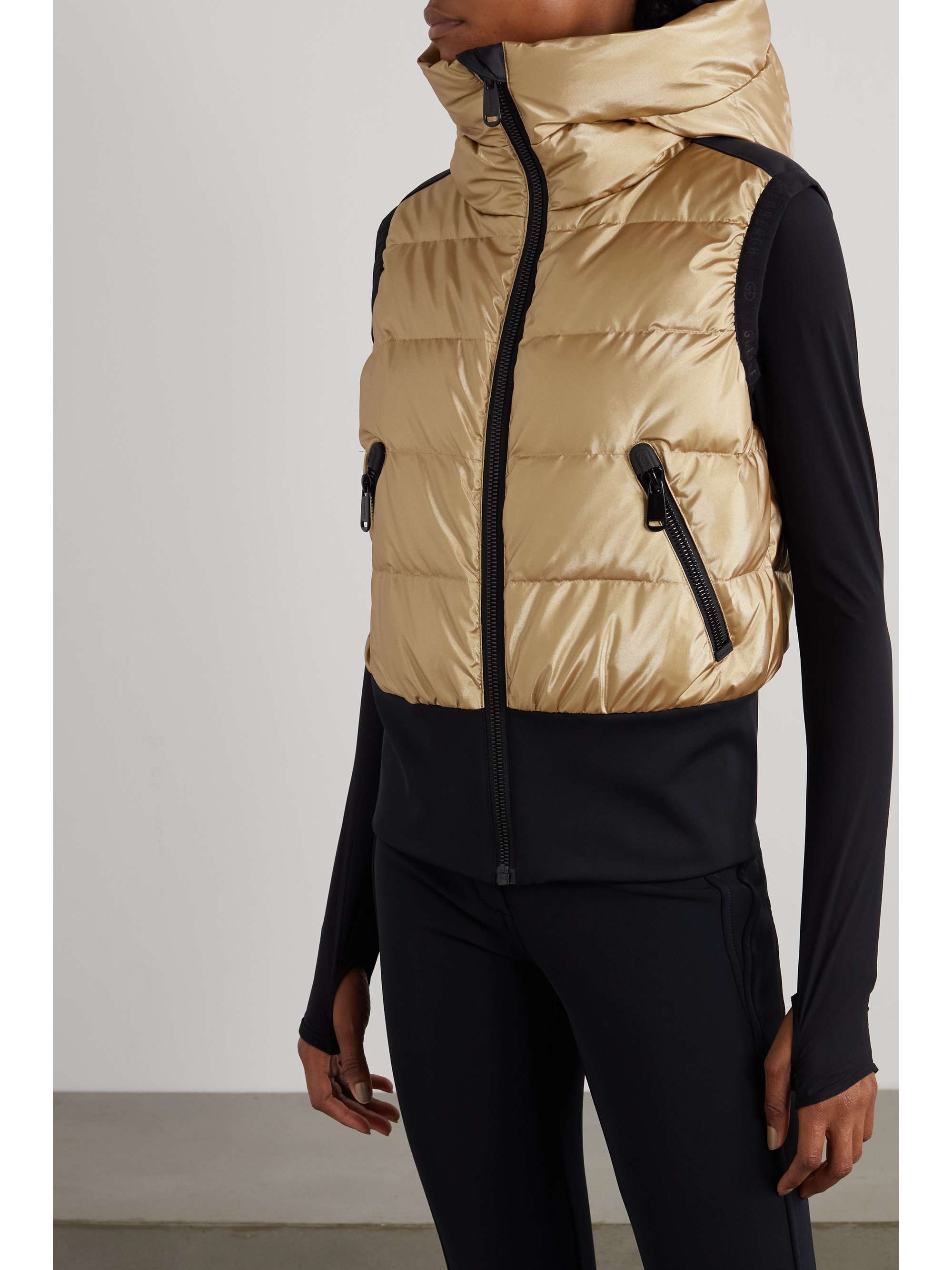 GOLDBERGH Shine hooded metallic quilted down vest