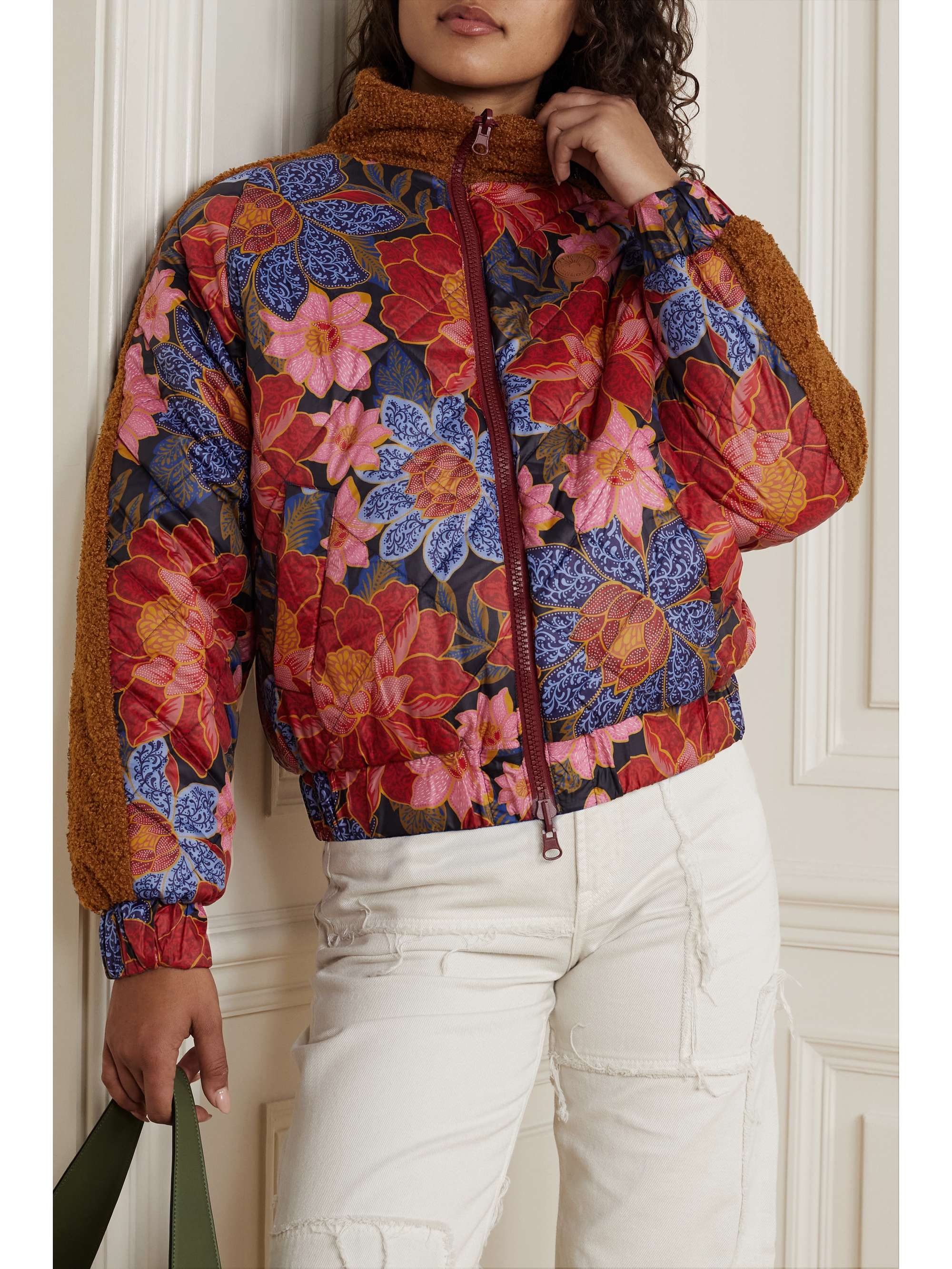 FARM RIO Toucanfly reversible floralprint quilted padded shell and