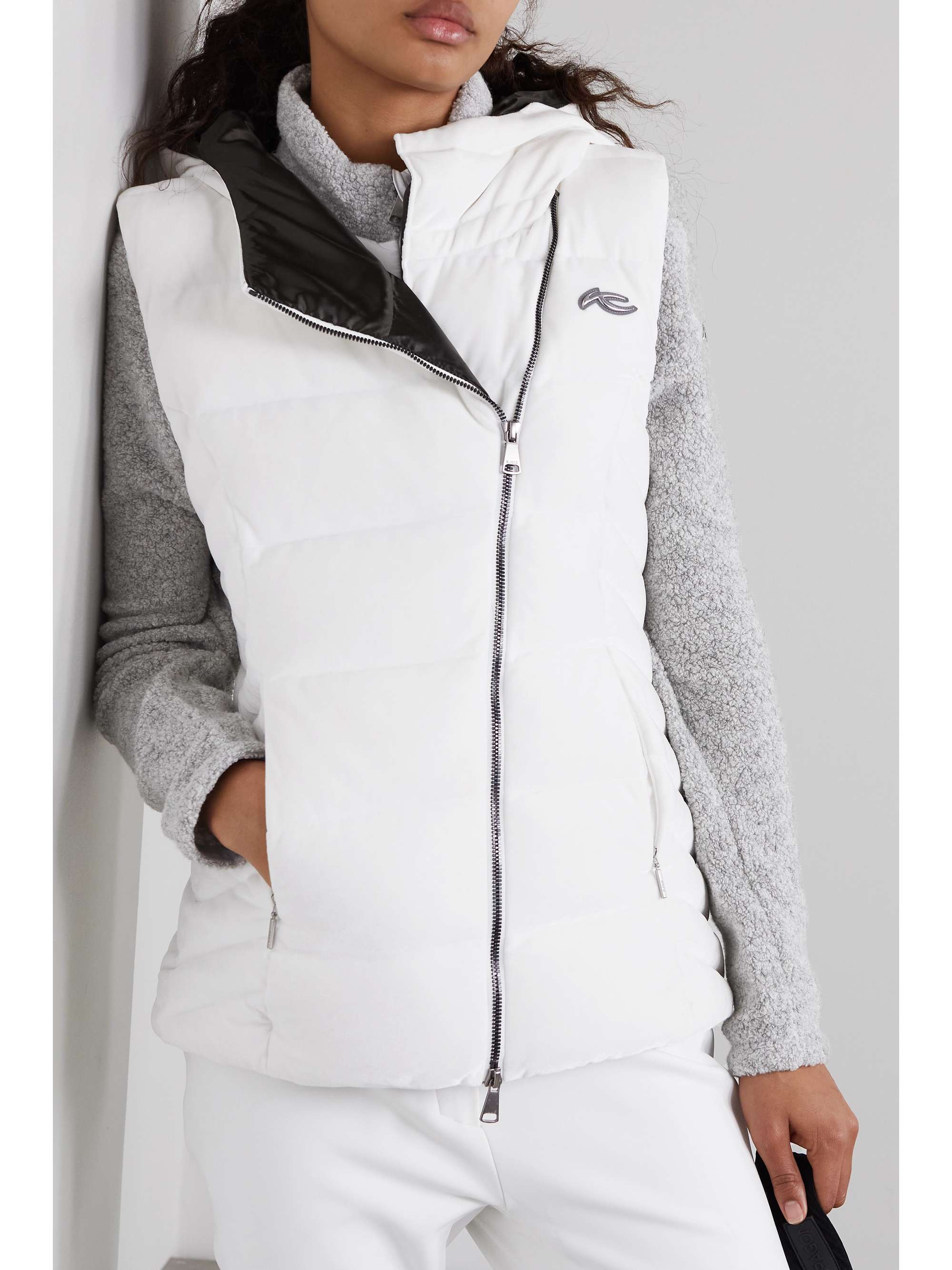 KJUS Alina asymmetric quilted down velvet vest