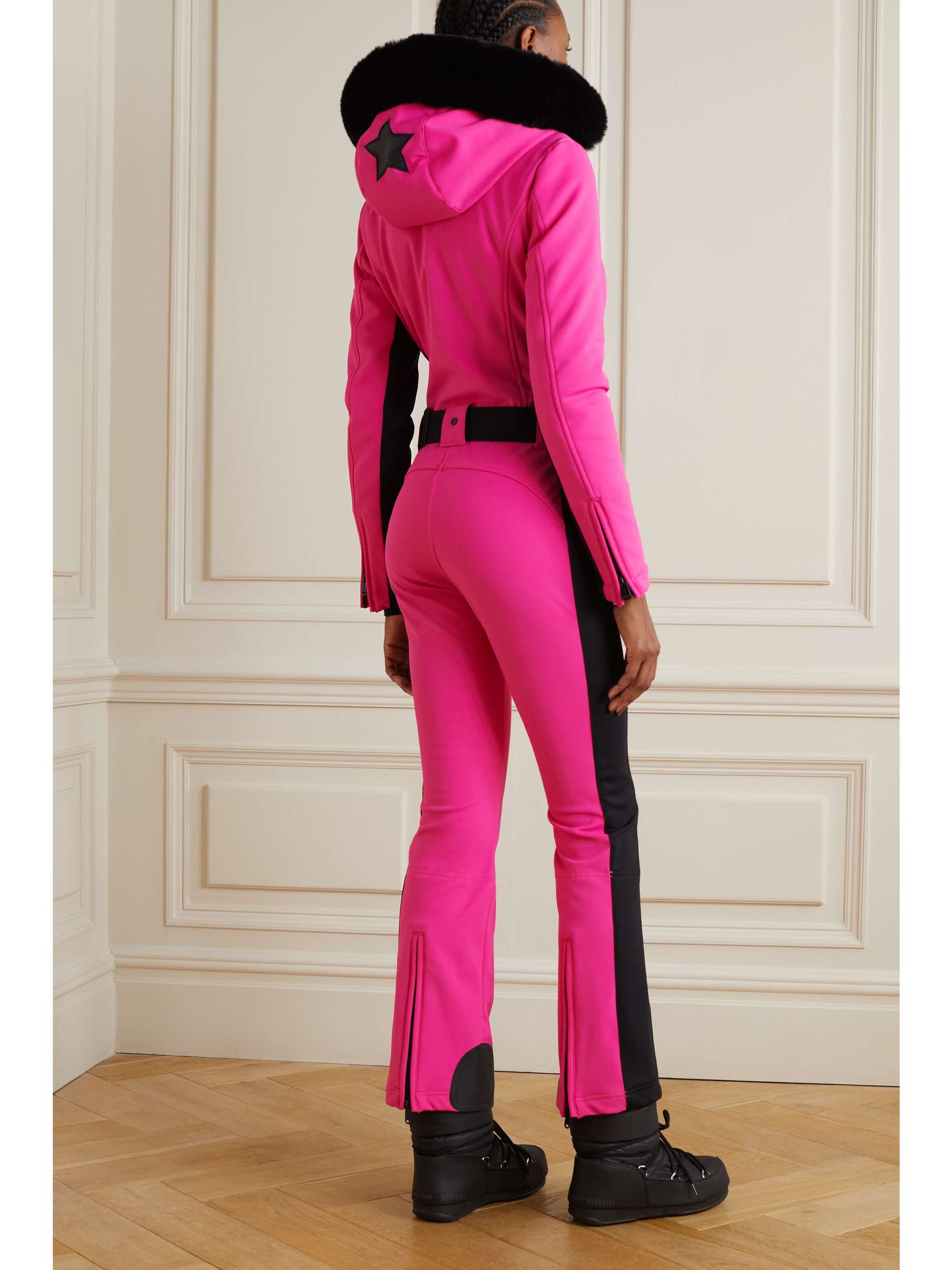 GOLDBERGH Parry belted hooded faux furtrimmed ski suit NETAPORTER