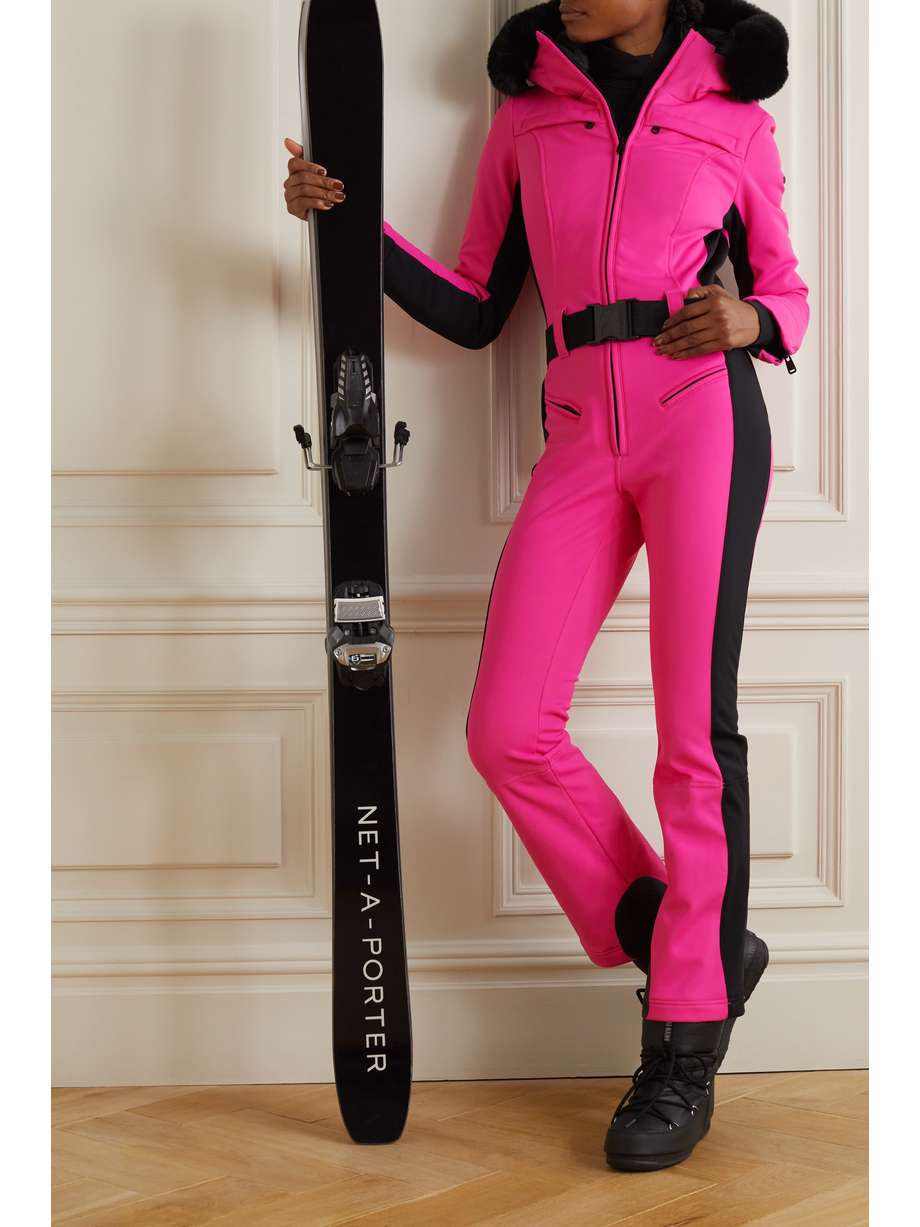GOLDBERGH Parry belted hooded faux furtrimmed ski suit NETAPORTER