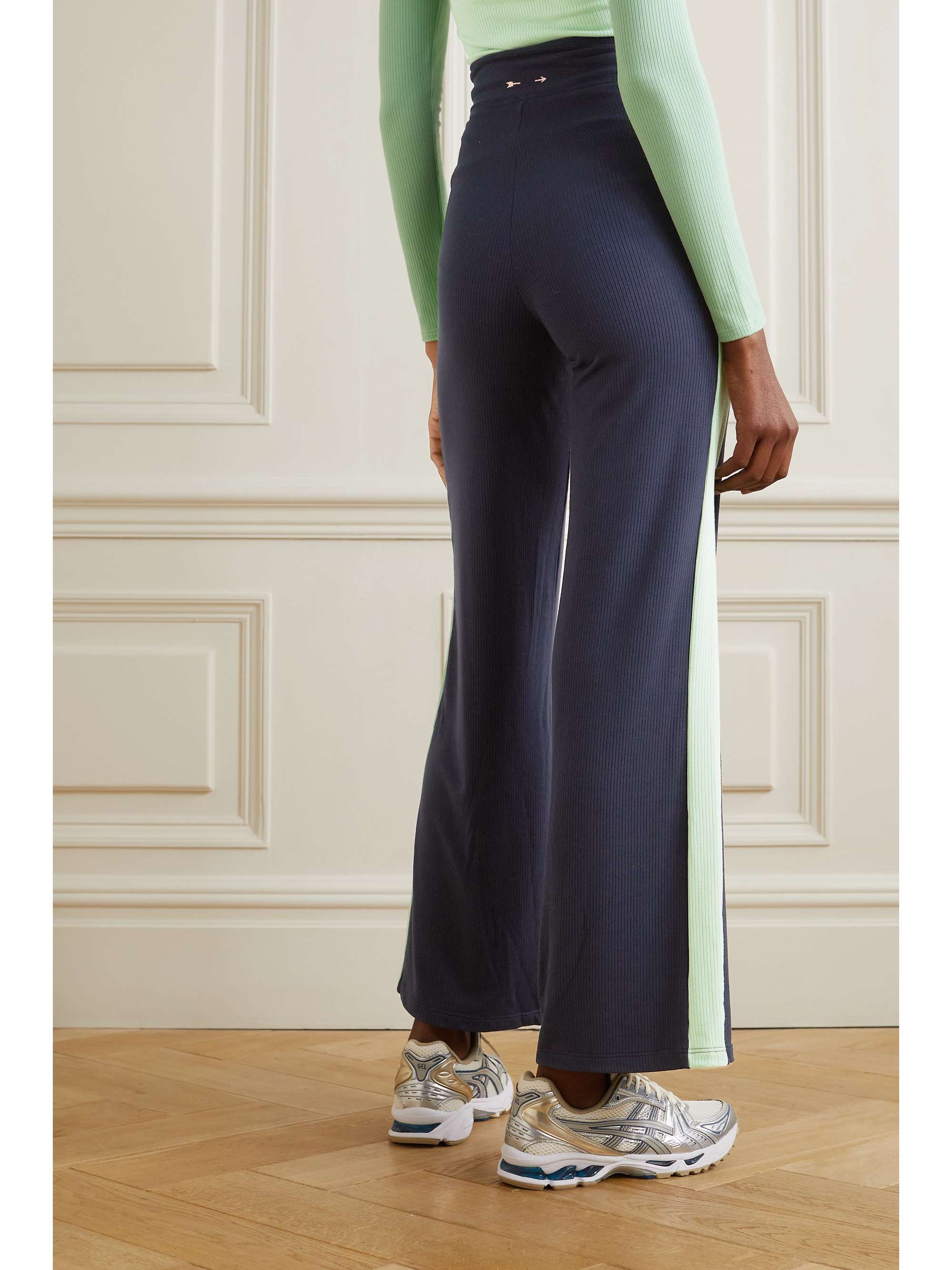 THE UPSIDE Solstice Soleil two-tone ribbed stretch-modal flared pants