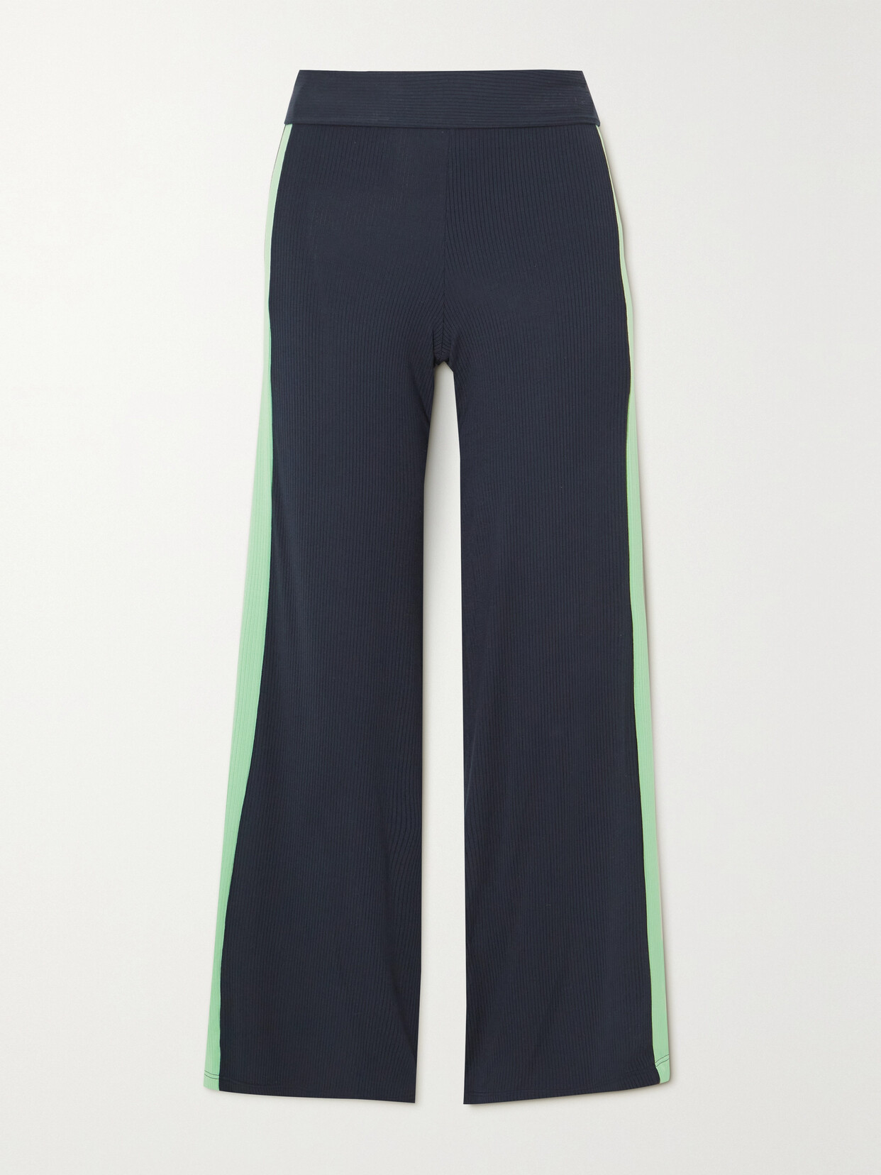 The Upside Solstice Soleil Two-tone Ribbed Stretch-modal Flared Pants