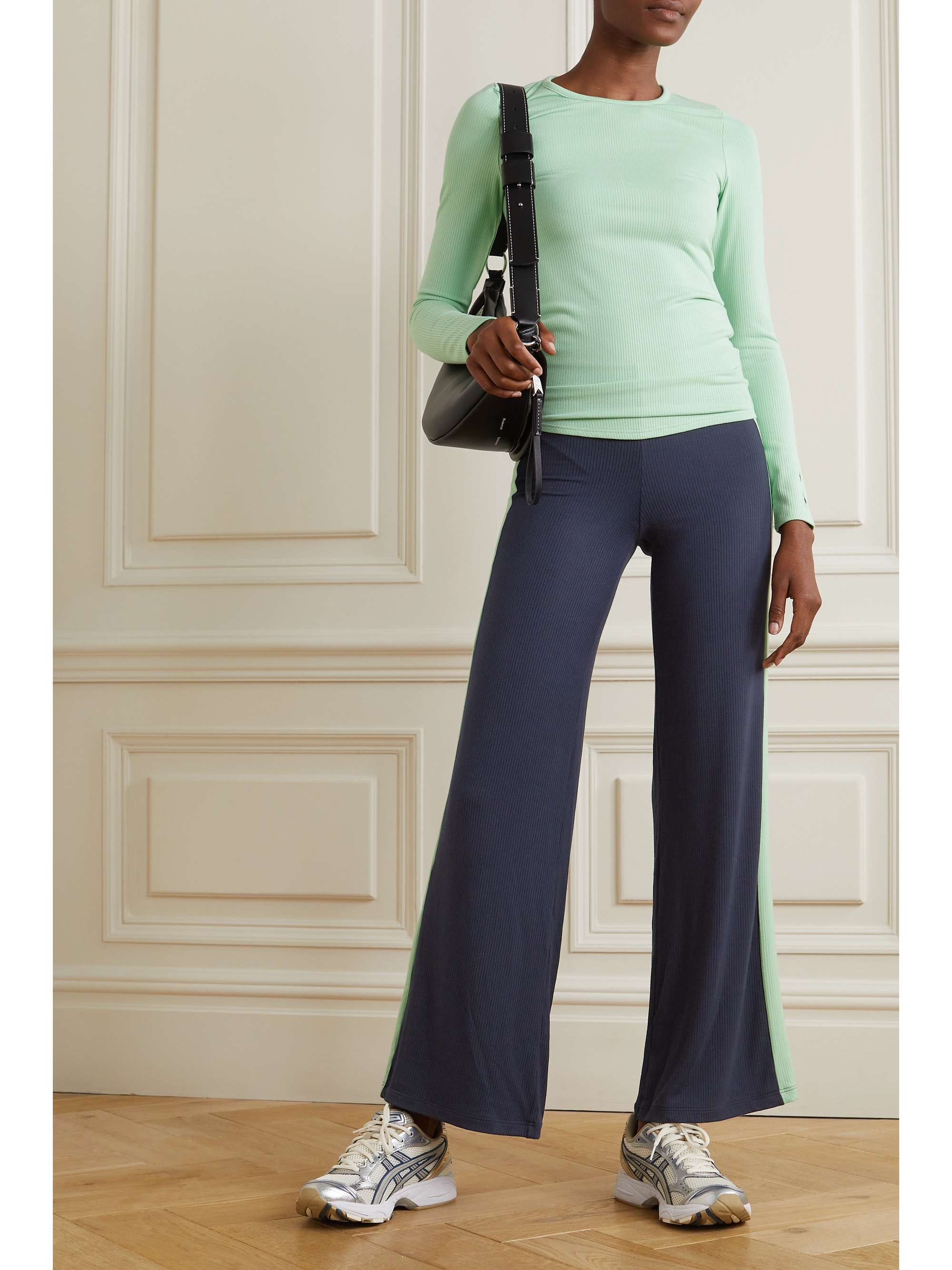 THE UPSIDE Solstice Soleil two-tone ribbed stretch-modal flared pants