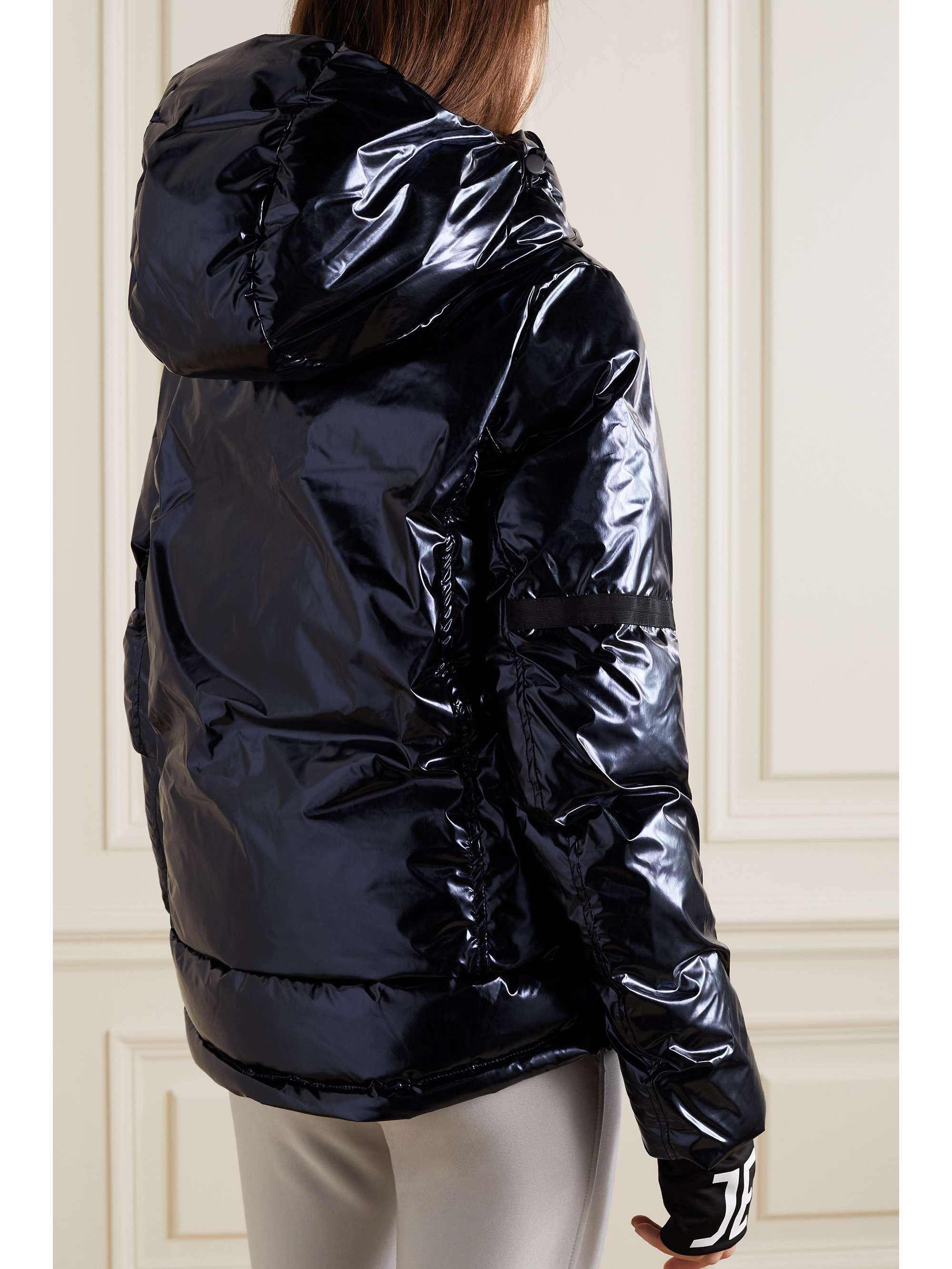Joanna hooded quilted padded metallic ski jacket