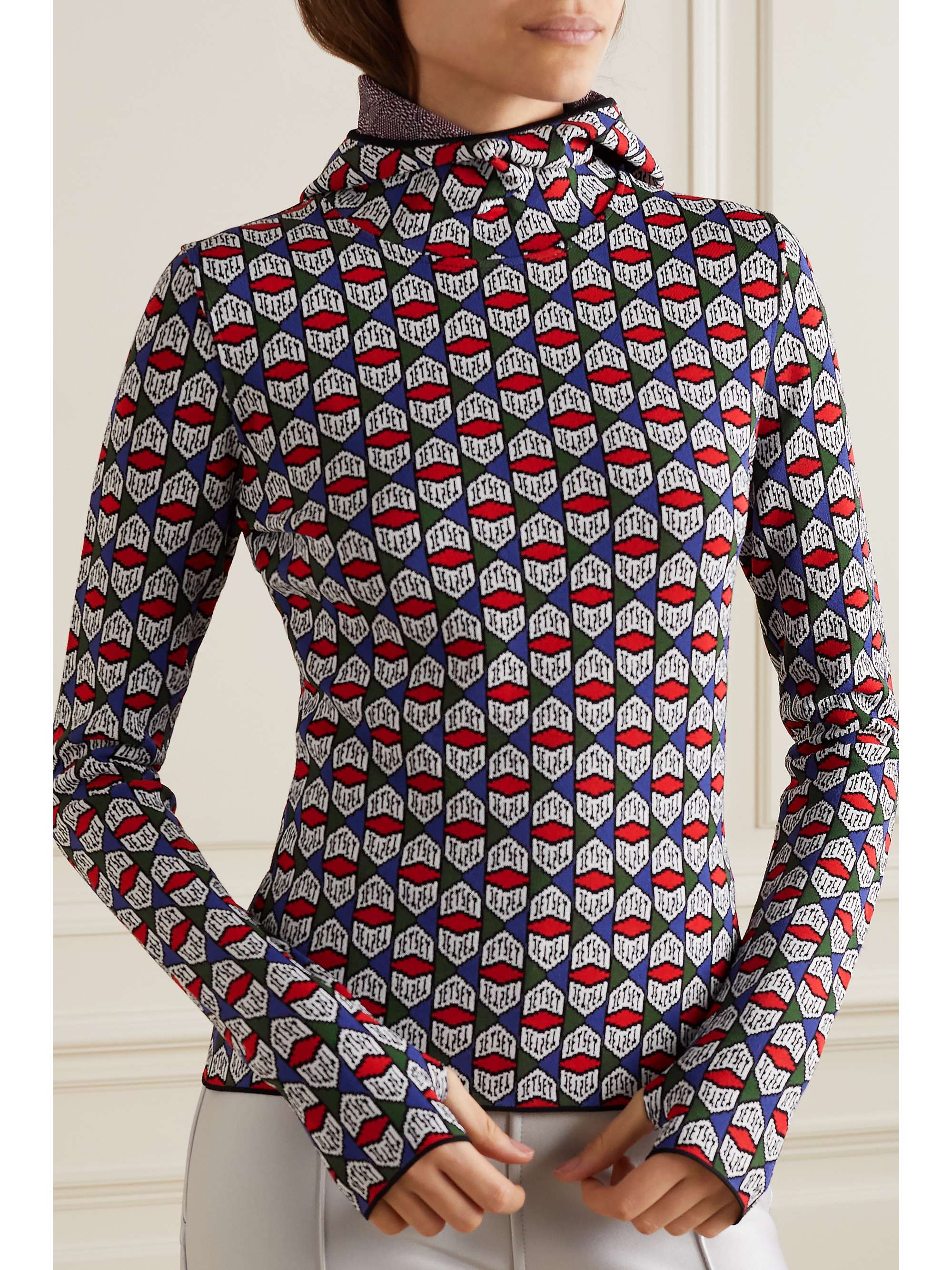 JETSET Cap Turtle jacquard-knit hoodie