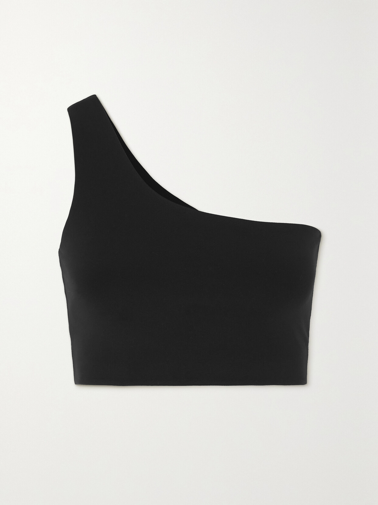 Girlfriend Collective Bianca One-shoulder Stretch-recycled Polyester Sports Bra In Black