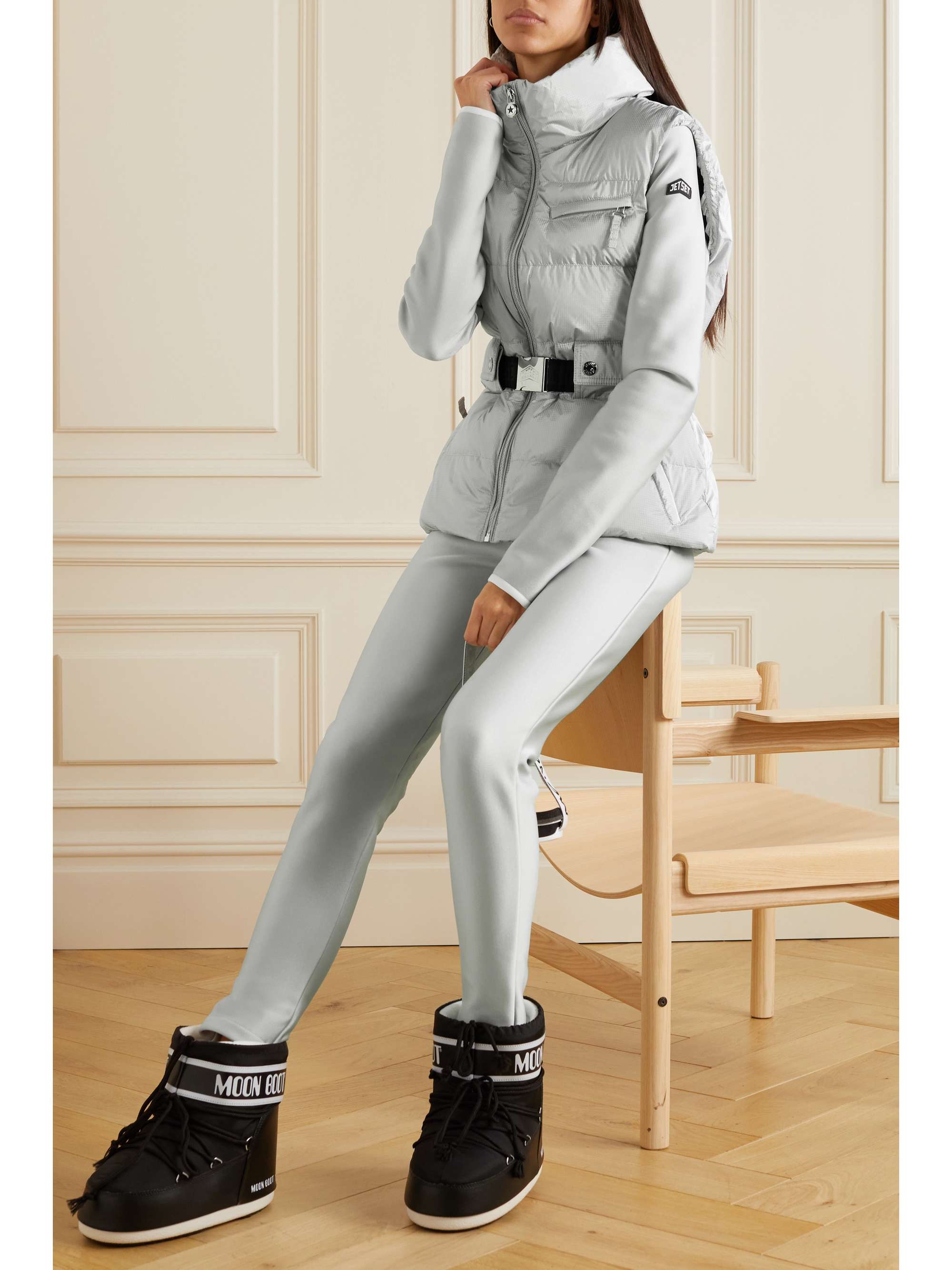 JETSET Clara belted padded quilted metallic ripstop ski vest | NET-A-PORTER