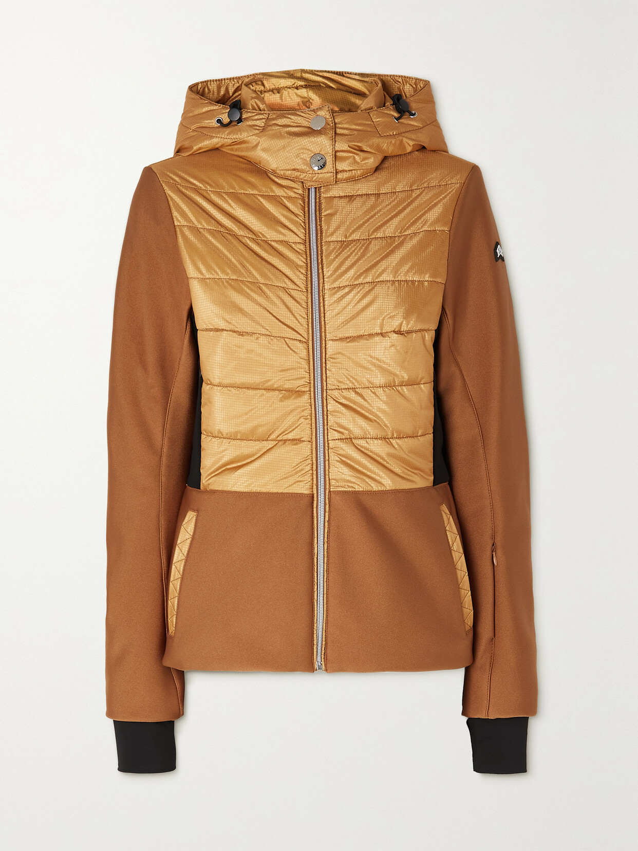 JETSET - Mia Hooded Shell And Metallic Padded Ripstop Ski Jacket - Gold