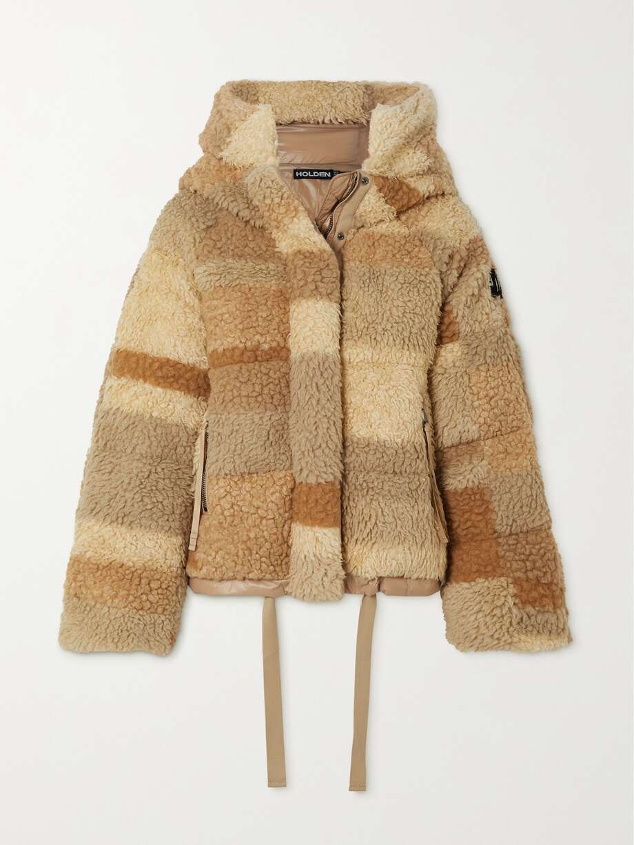 net-a-porter.com | Hooded Quilted Color-Block Fleece Down Jacket