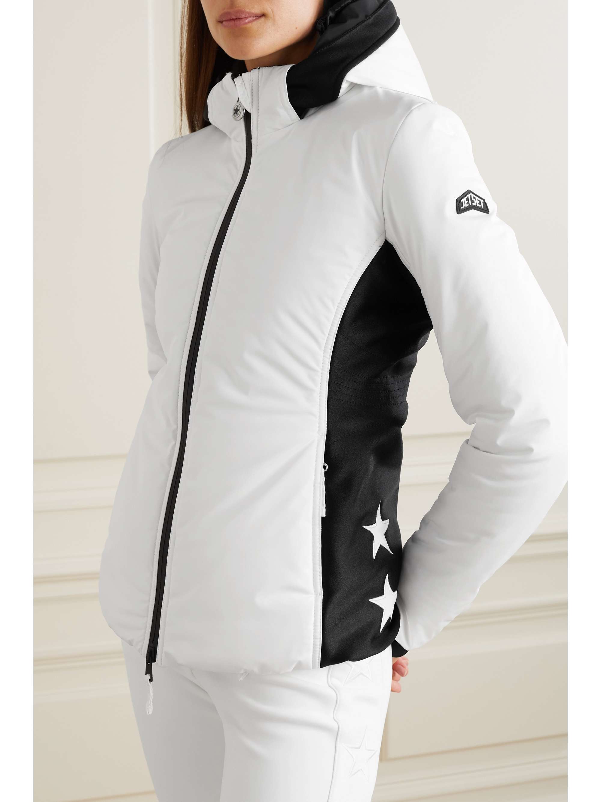 White Grace embroidered jersey-paneled padded ski jacket | JETSET | NET-A-PORTER
