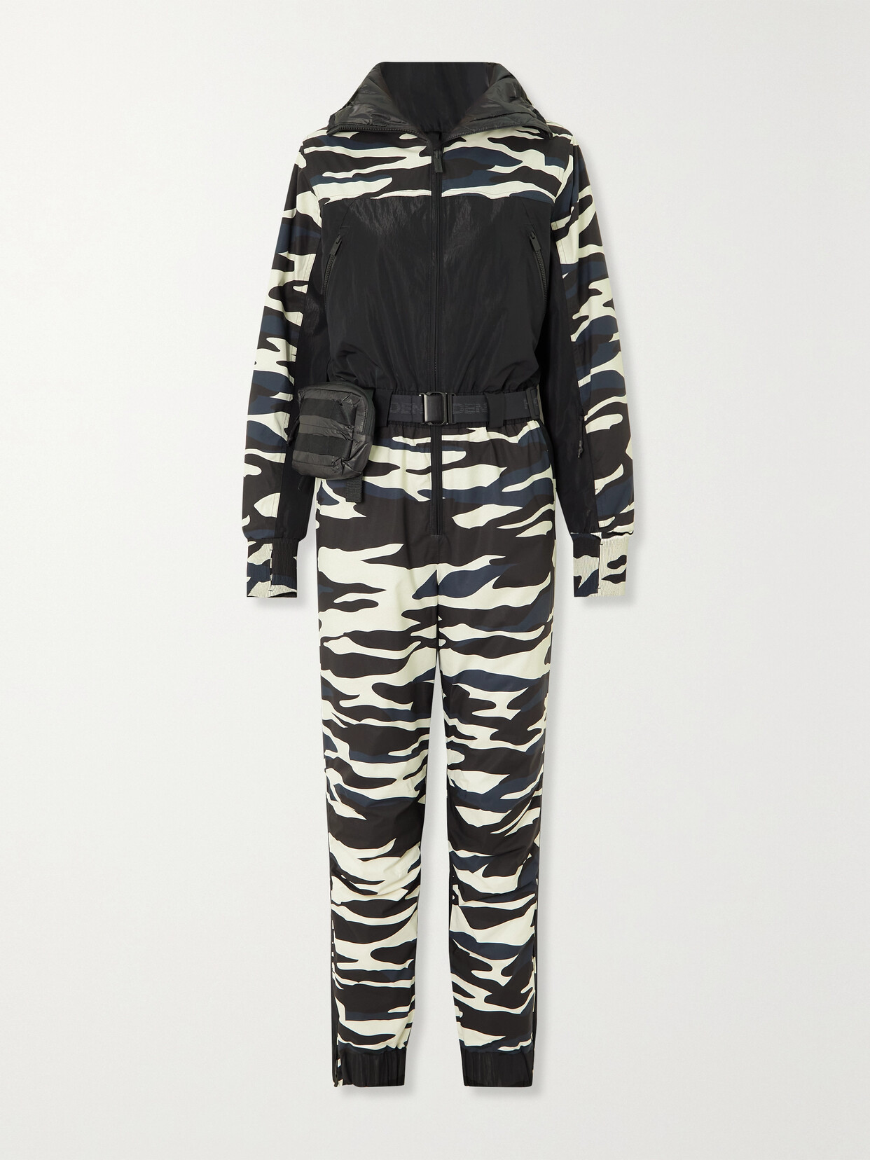 Holden - Powder Belted Zebra-print Recycled Ski Suit - Black