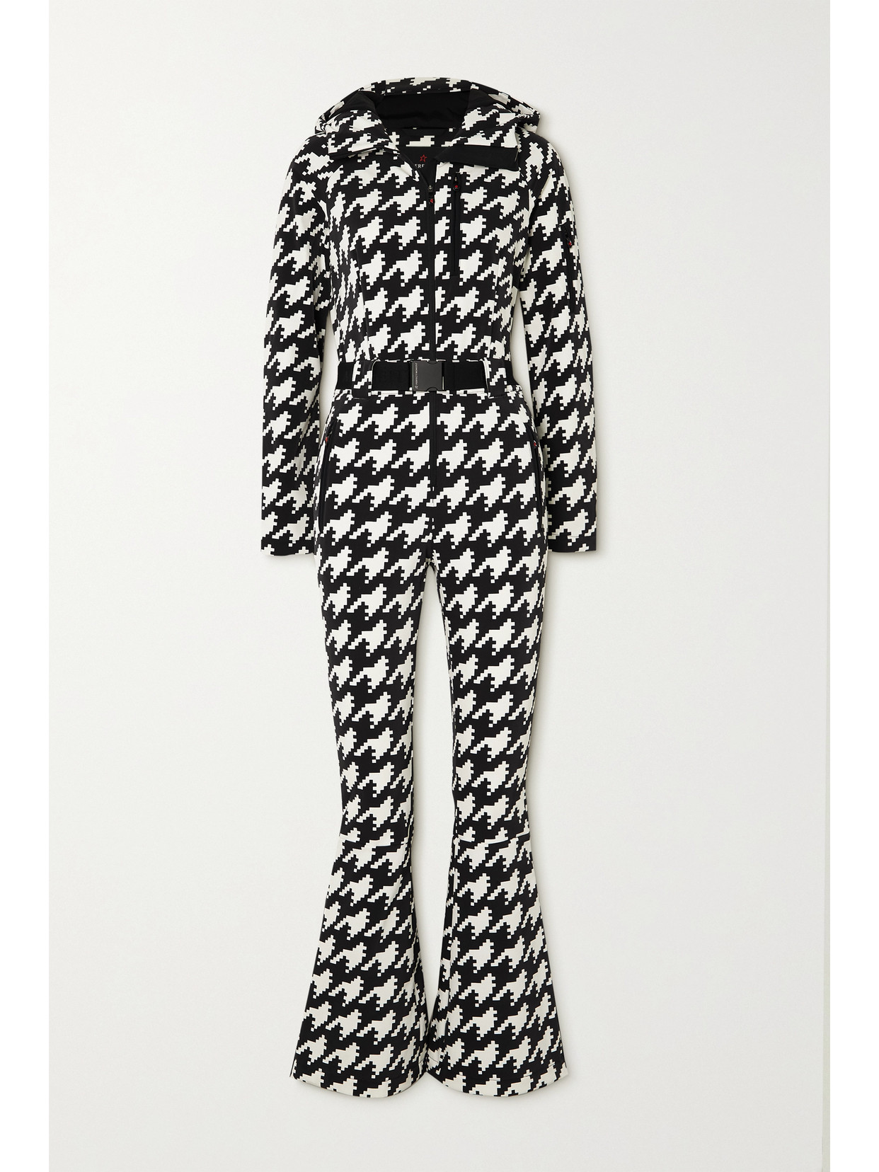 PERFECT MOMENT STAR HOODED BELTED PRINTED SKI SUIT