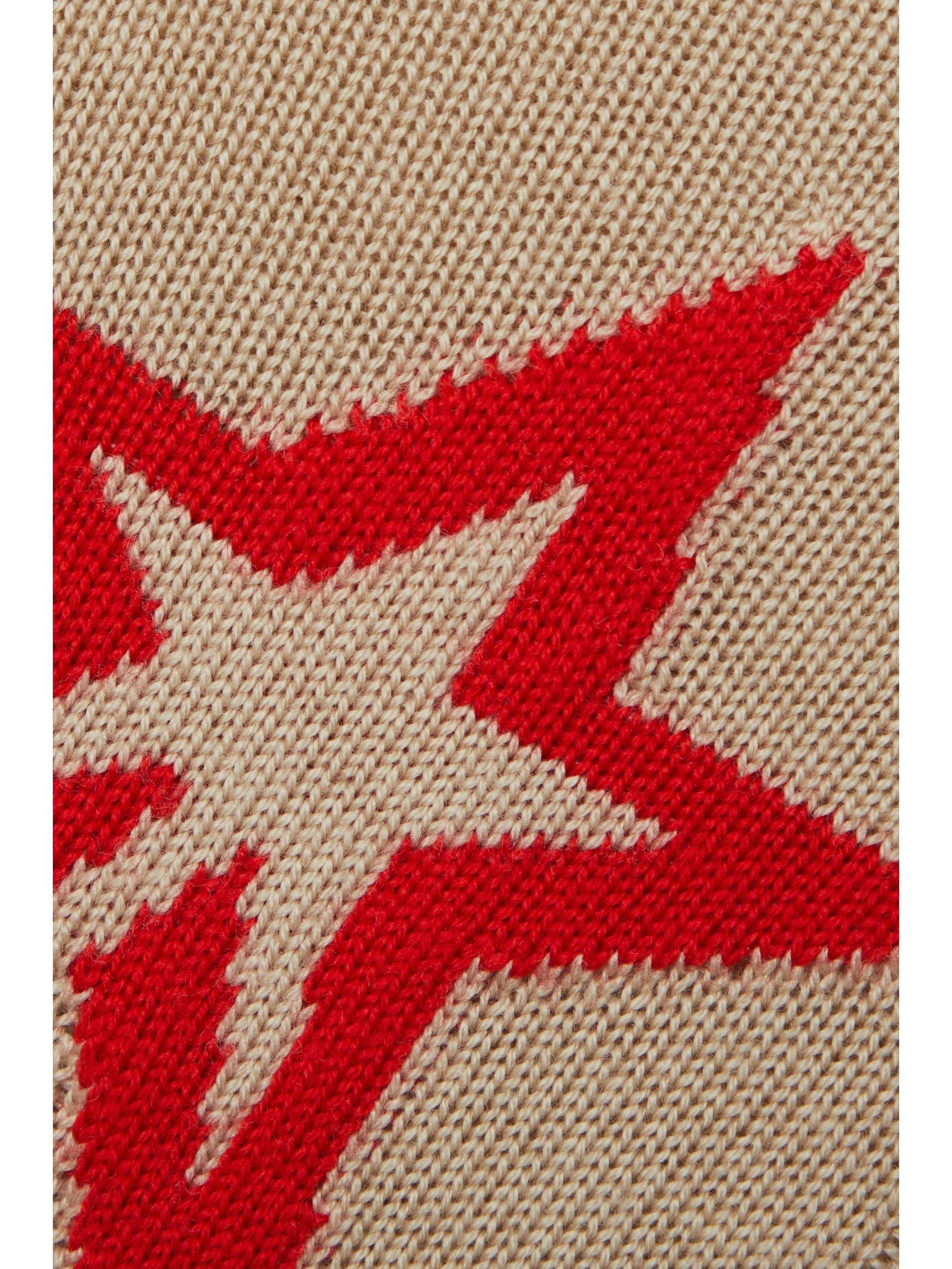 PERFECT MOMENT Pullover aus Merinowolle mit Details in Zopfstrick und Intarsienmotiv