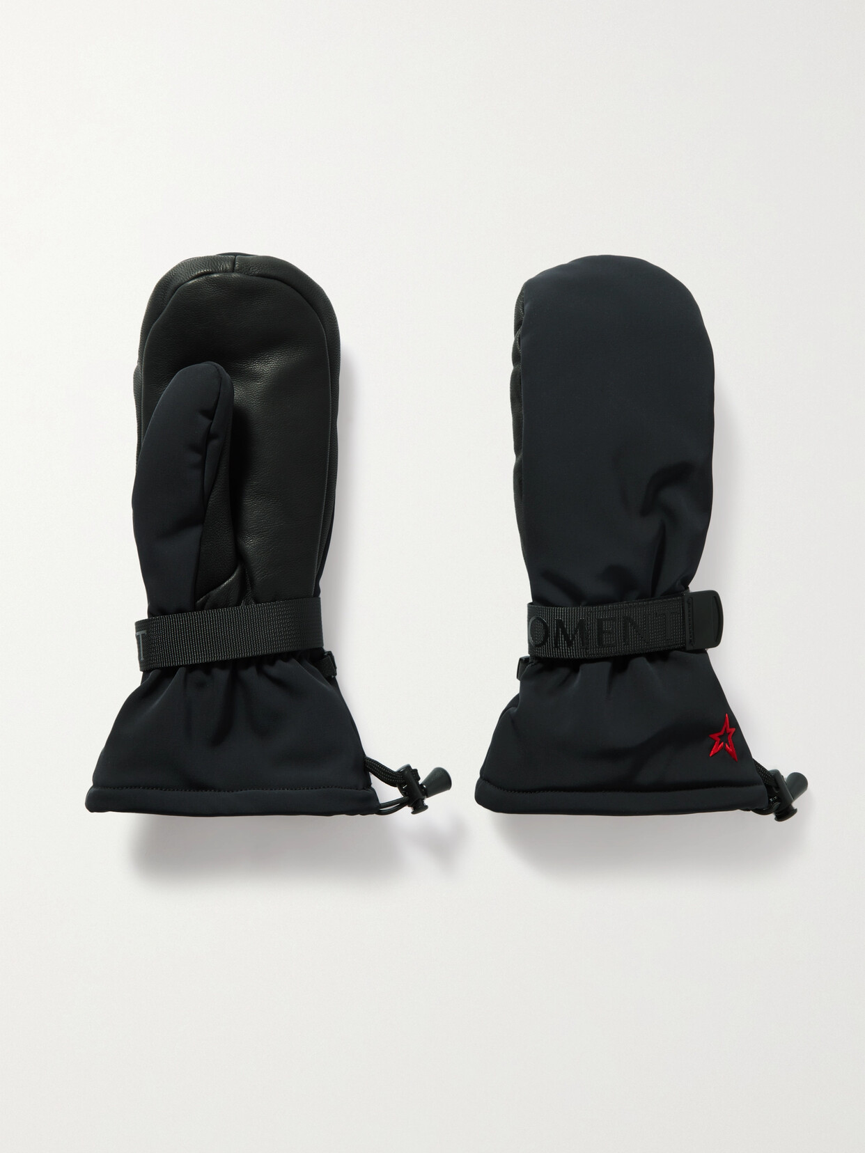 Perfect Moment - Davos Padded Embroidered Ripstop And Leather Mittens - Black