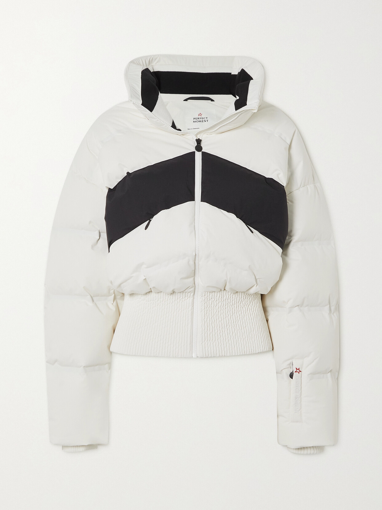 Perfect Moment - Juniper Duvet Striped Quilted Down Ski Jacket - White