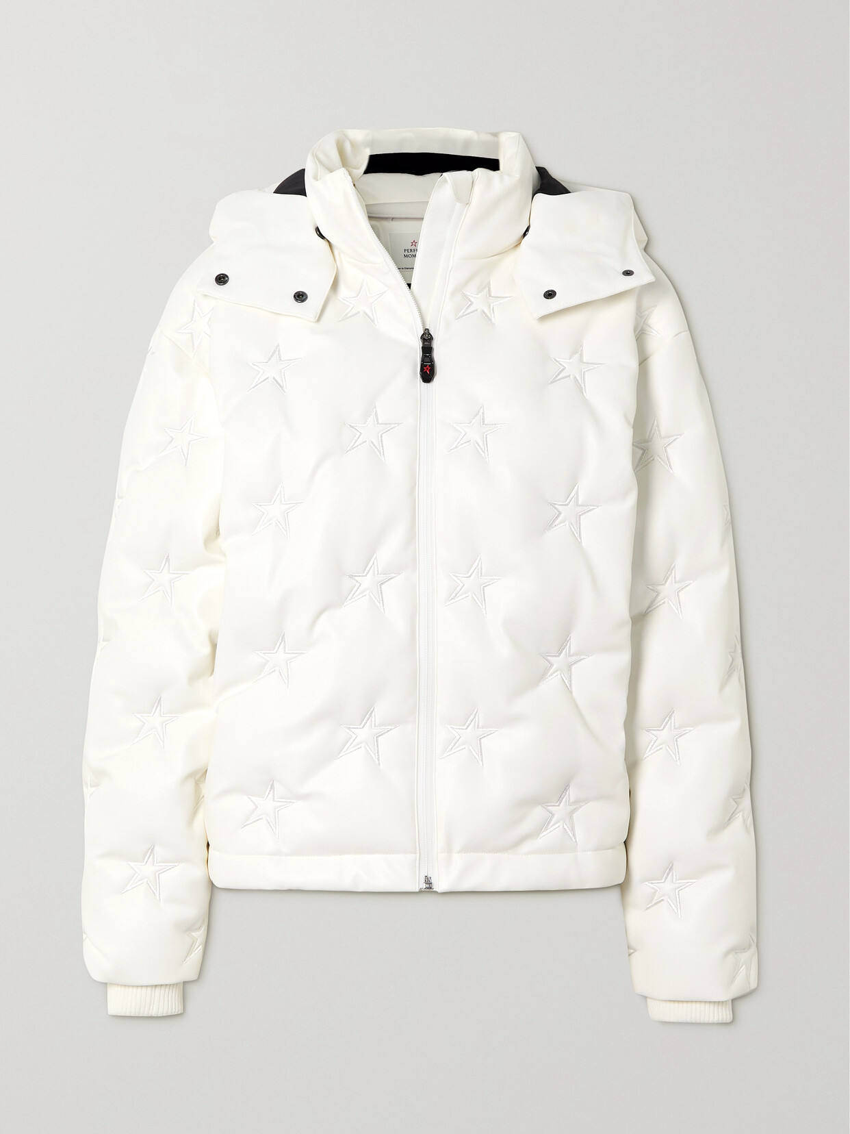 Perfect Moment - Supernova Hooded Embroidered Quilted Down Ski Jacket - White