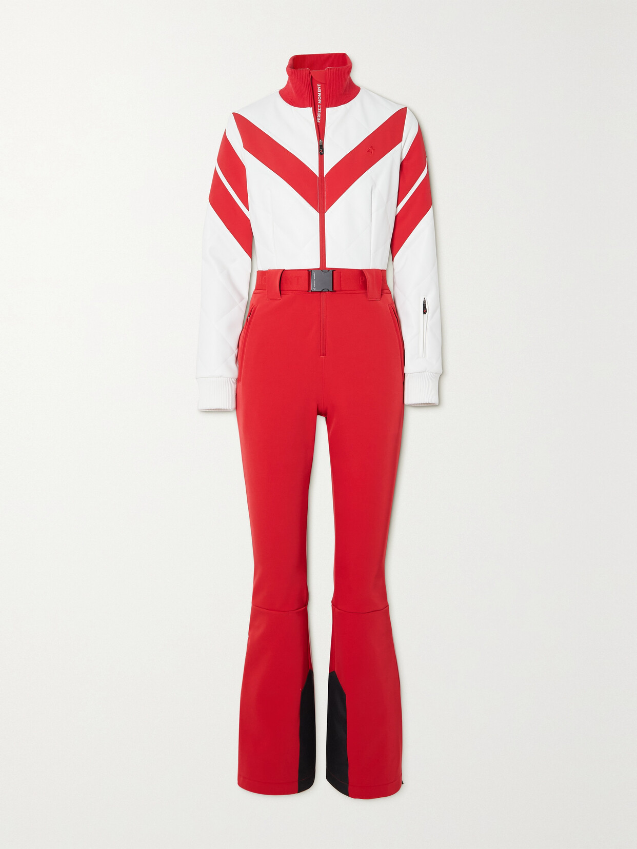 Perfect Moment - Frost Belted Padded Down Ski Suit - Red