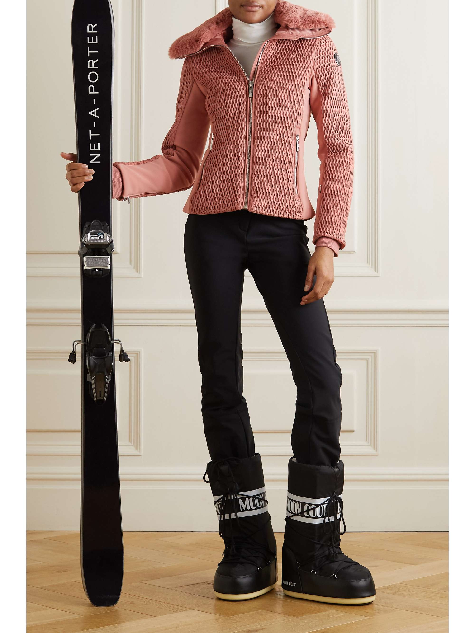 FUSALP Montana Skijacke aus gestepptem Thindown™-Material und Sorona® mit Faux-Faur-Besatz