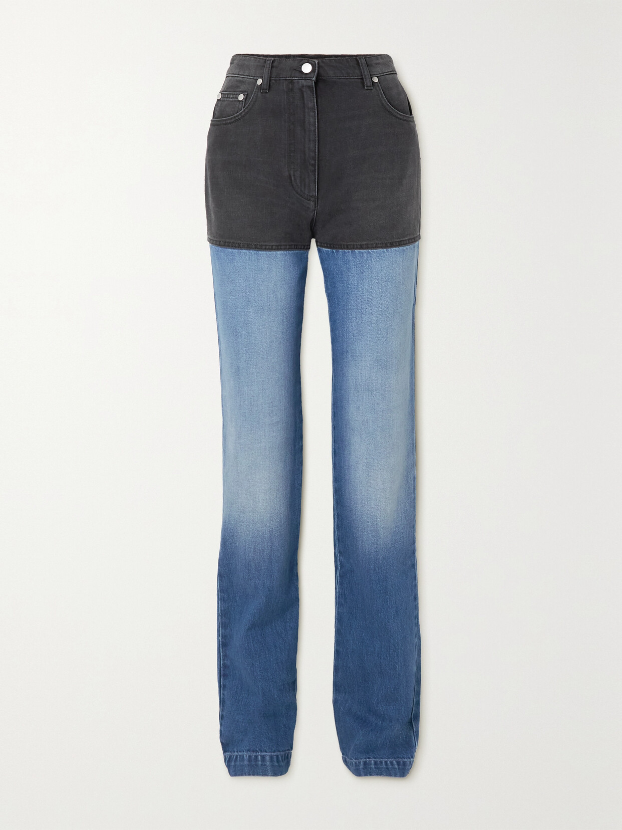 PETER DO TWO-TONE MID-RISE STRAIGHT-LEG JEANS