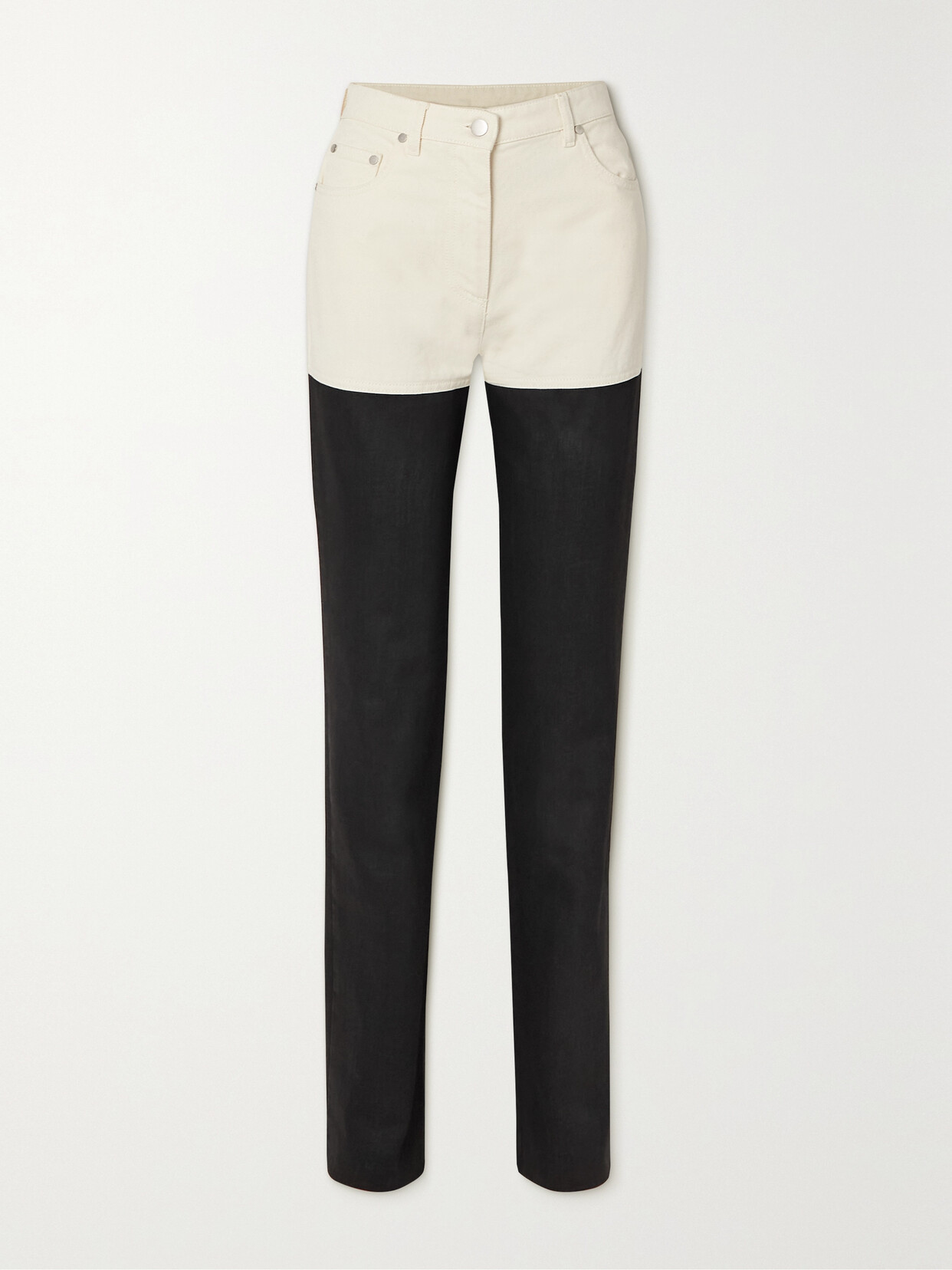 Peter Do Two-tone Mid-rise Straight-leg Jeans - Black