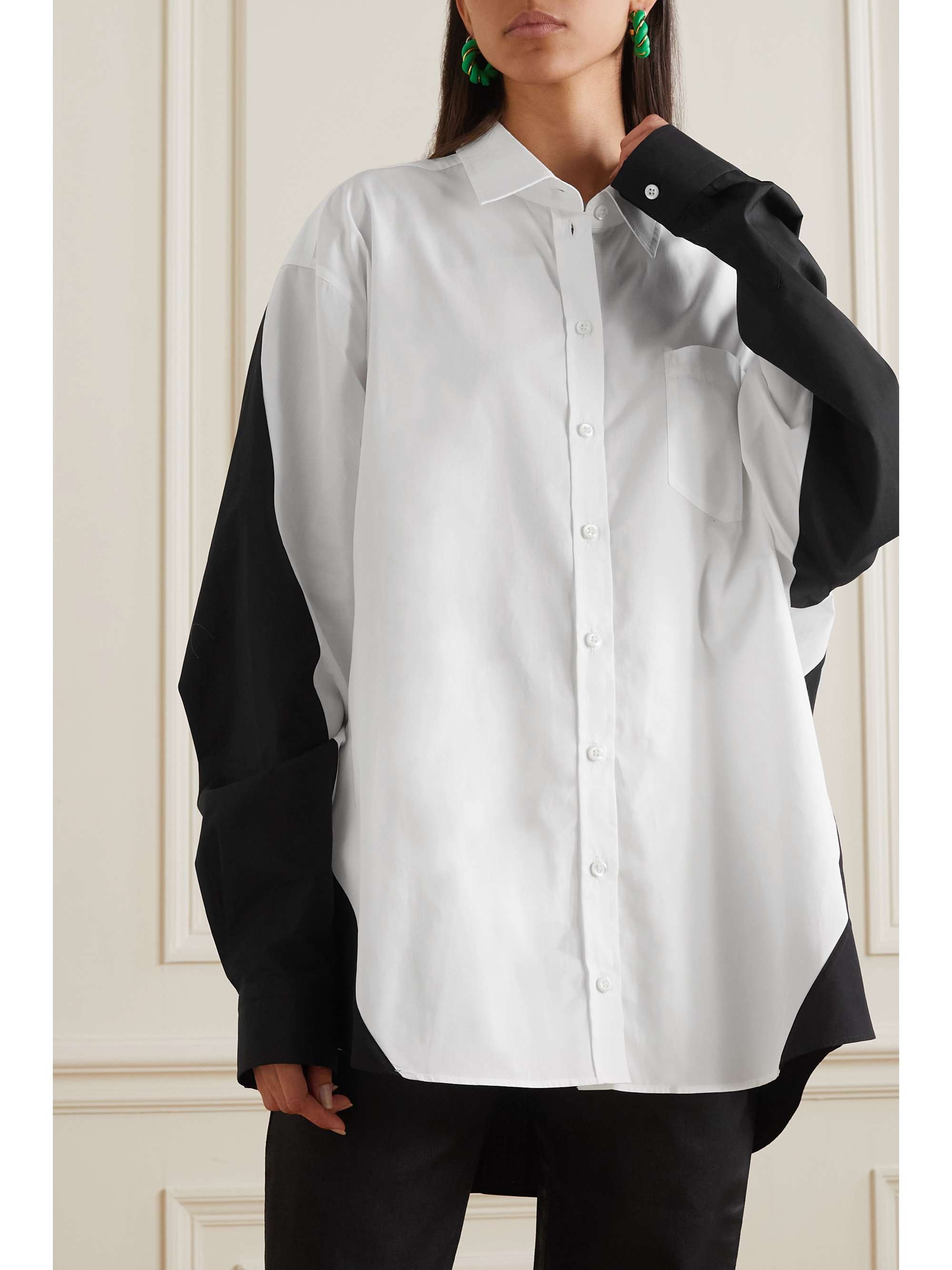 PETER DO Paneled cotton-poplin shirt
