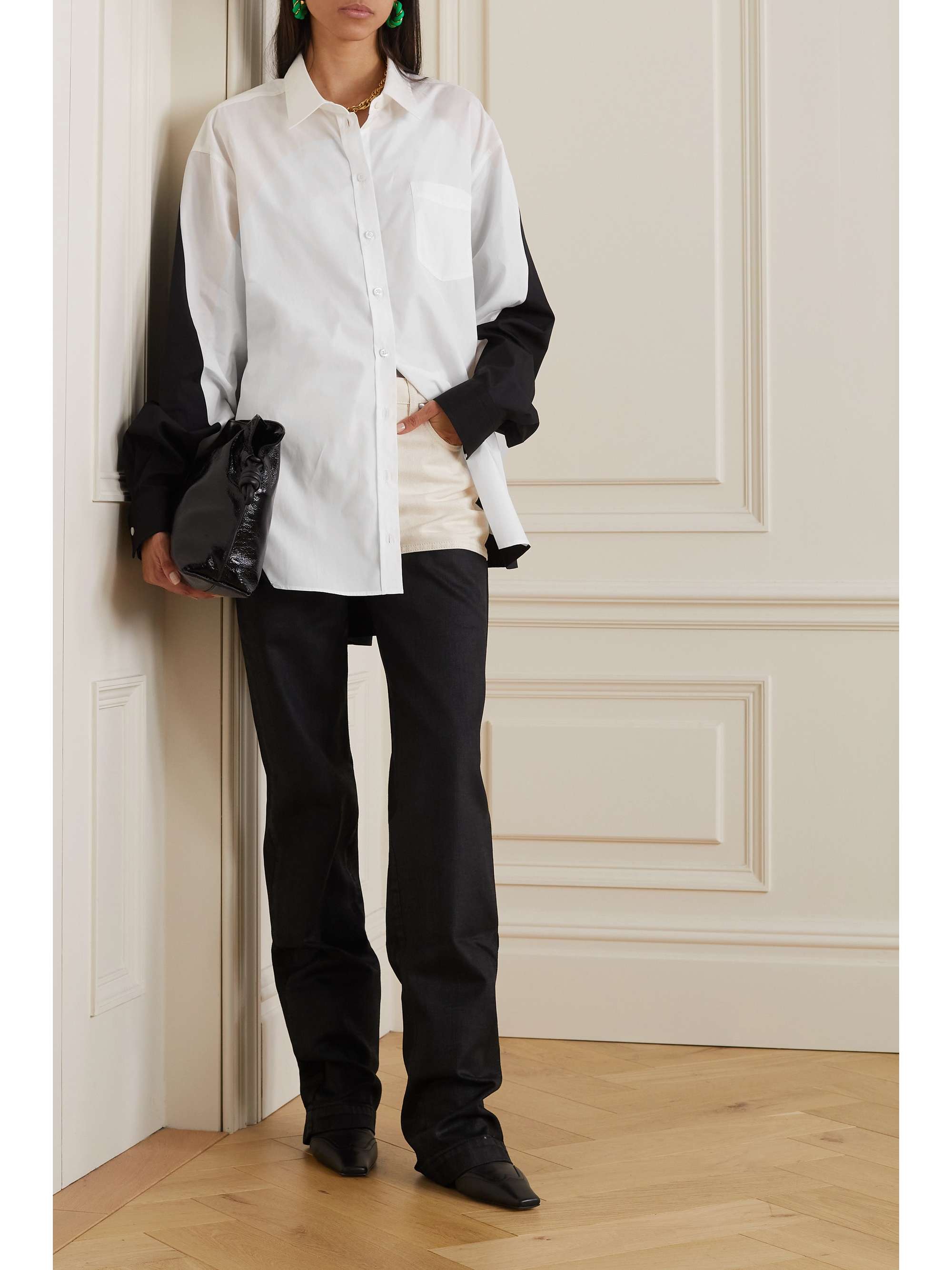 PETER DO Paneled cotton-poplin shirt