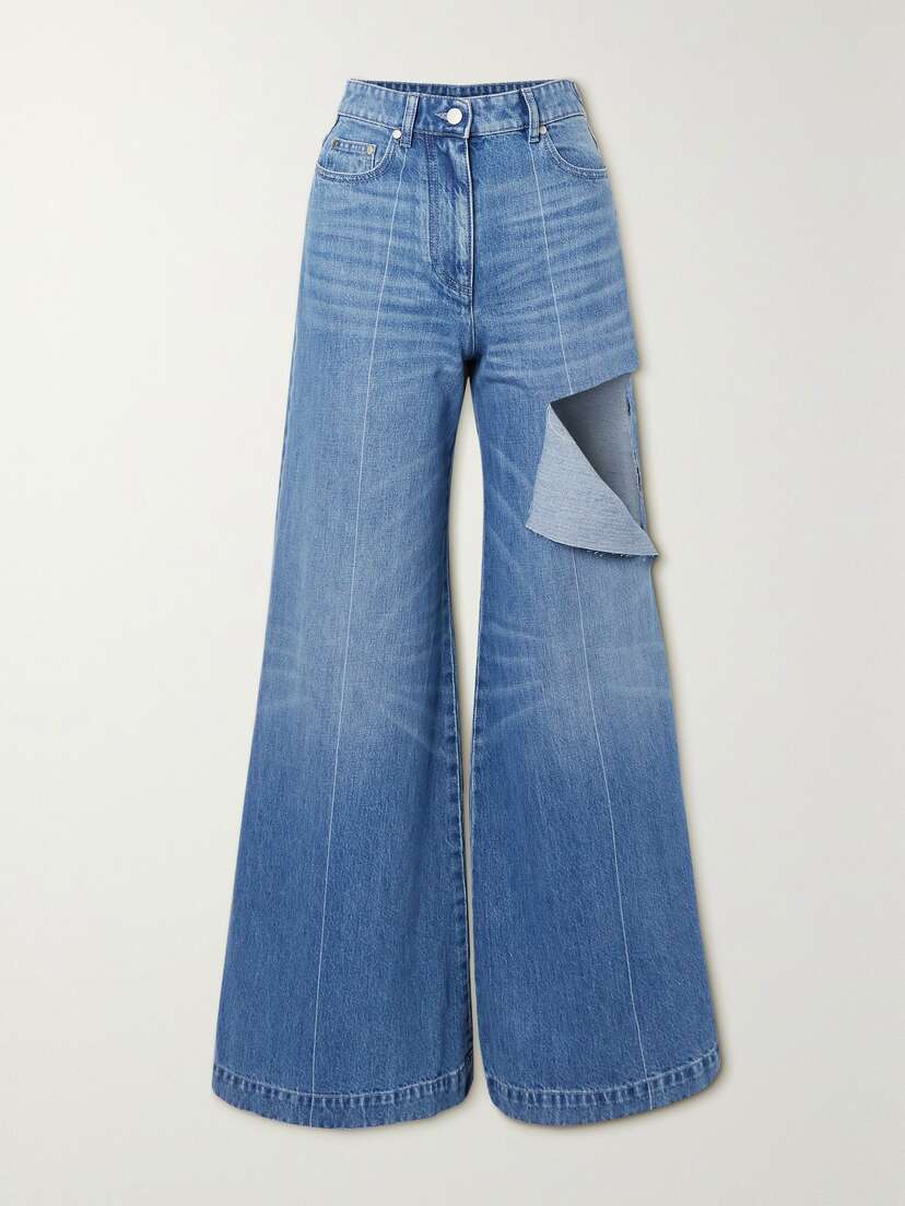 Peter Do Distressed High-rise Wide-leg Jeans