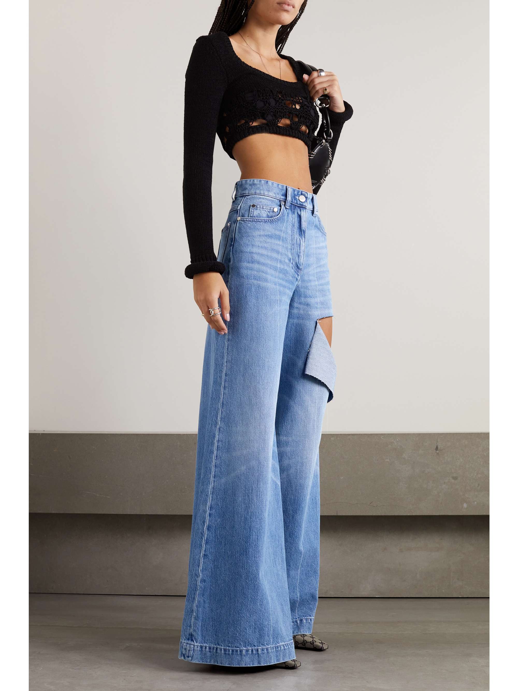 PETER DO Distressed high-rise wide-leg jeans | NET-A-PORTER