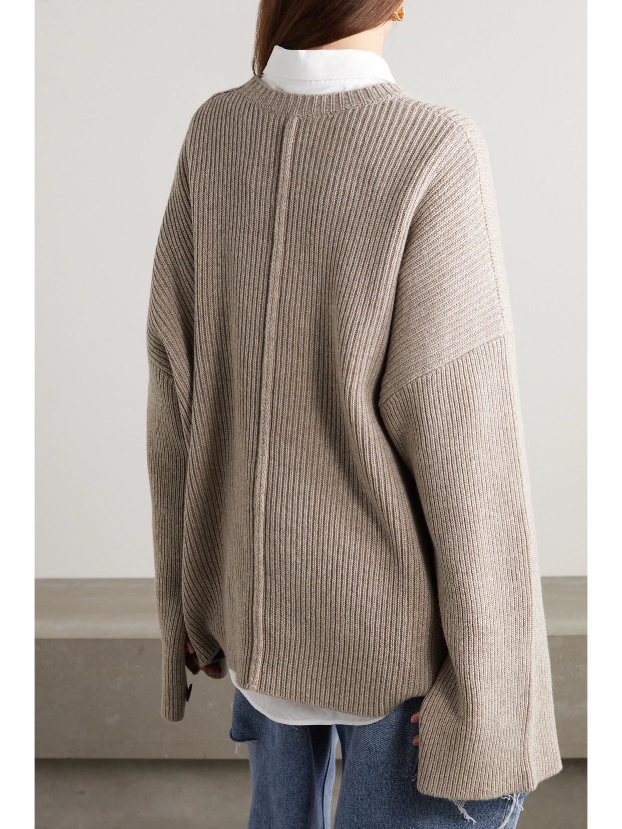 Peter Do Tattoo Ribbed Merino Wool Blend Knit Cape Sweater In Neutrals