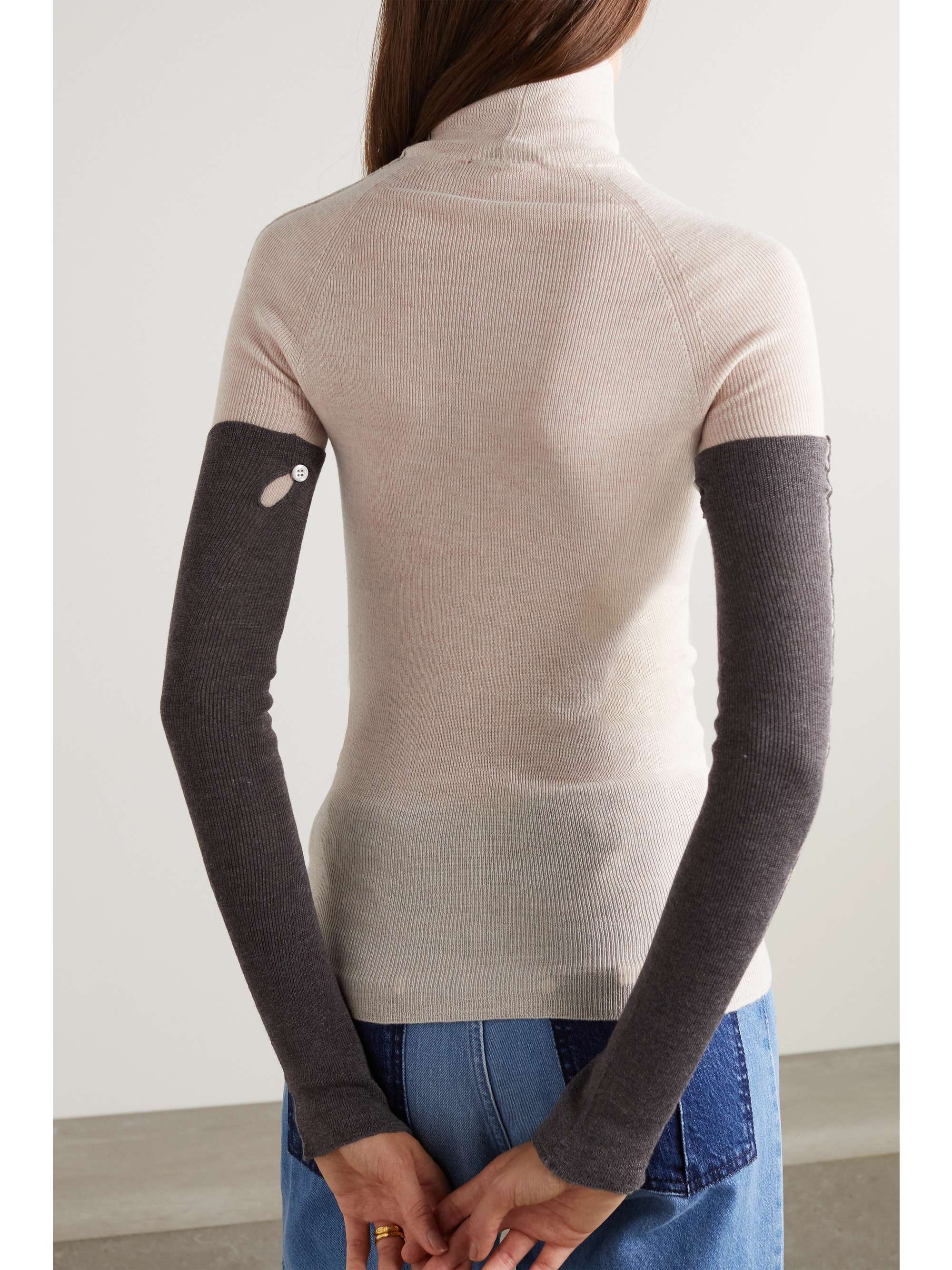 PETER DO Convertible two-tone merino wool turtleneck sweater