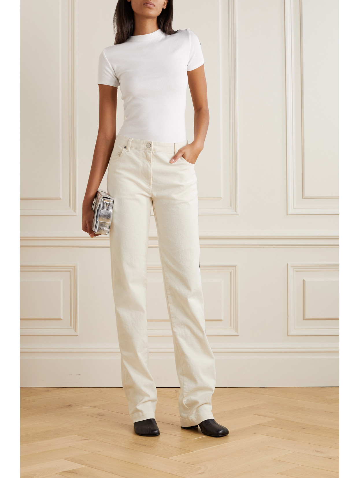 Peter Do High-rise Slim-leg Jeans In Off-white