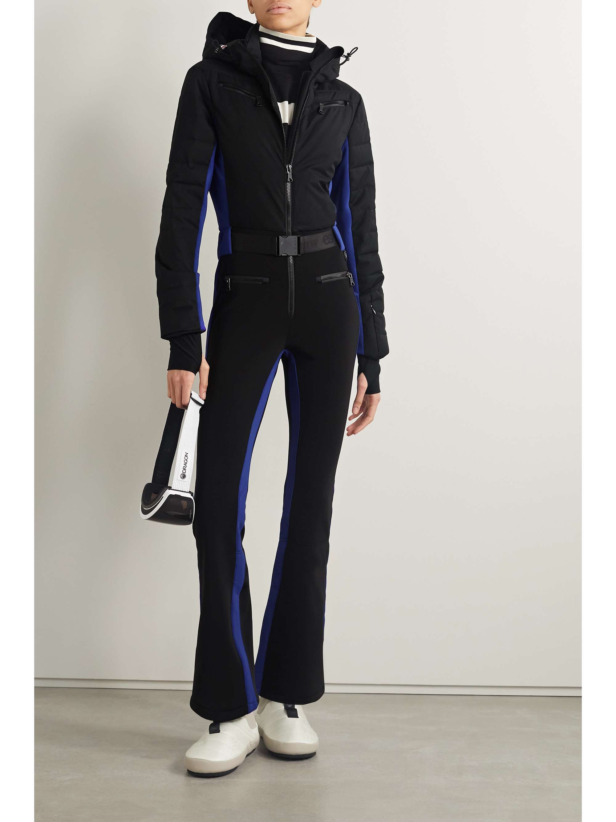 ERIN SNOW Luna hooded belted striped recycled Eco-Sporty ski suit