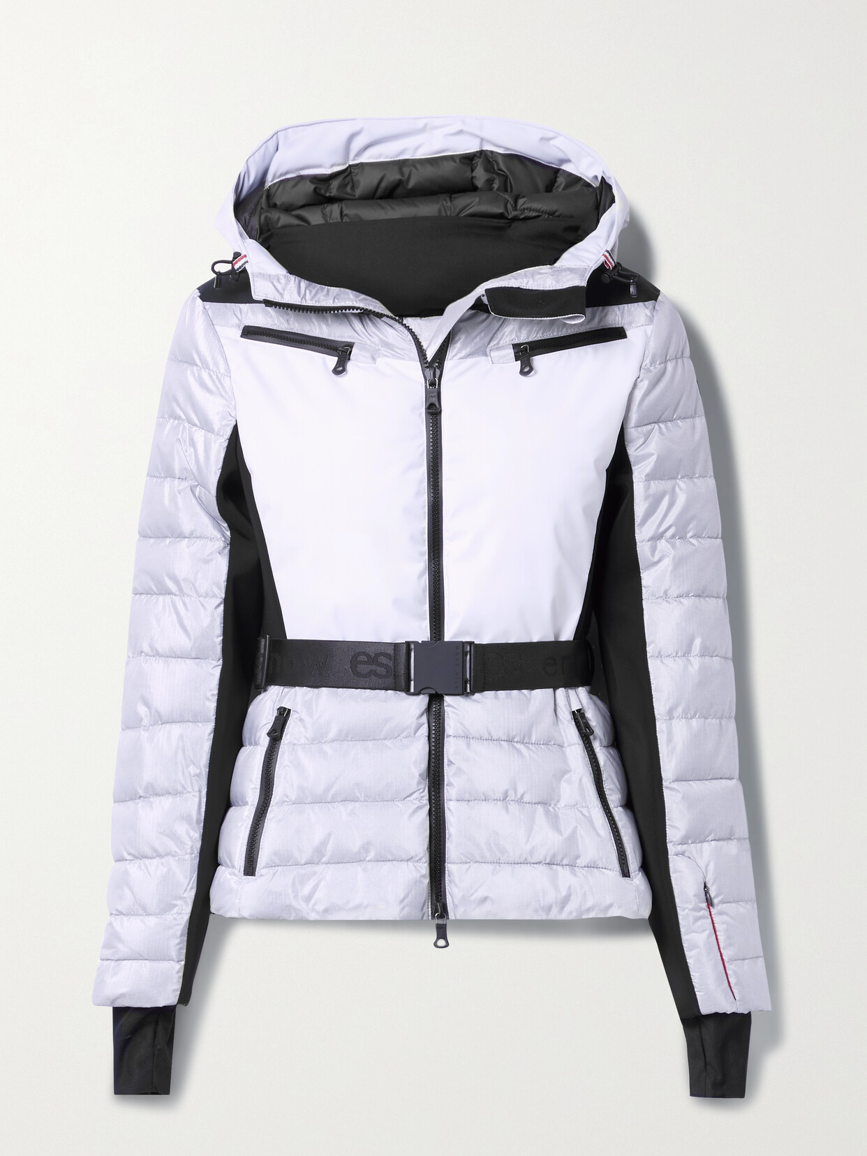 Erin Snow - + Net Sustain Kat Ii Hooded Belted Color-block Recycled-eco Sporty Ski Jacket - Gray