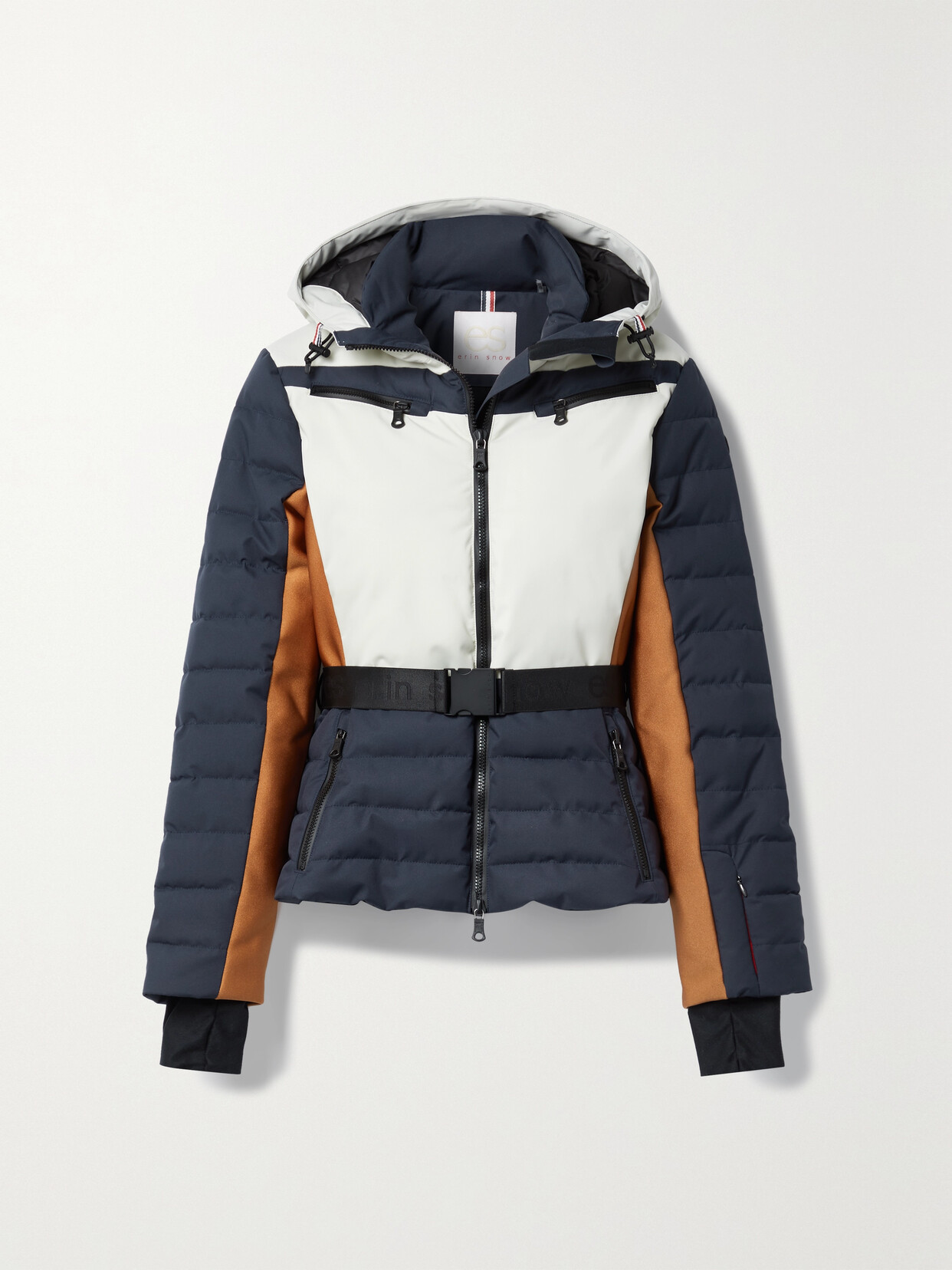 Erin Snow - + Net Sustain Kat Ii Hooded Belted Color-block Recycled-eco Sporty Ski Jacket - Blue