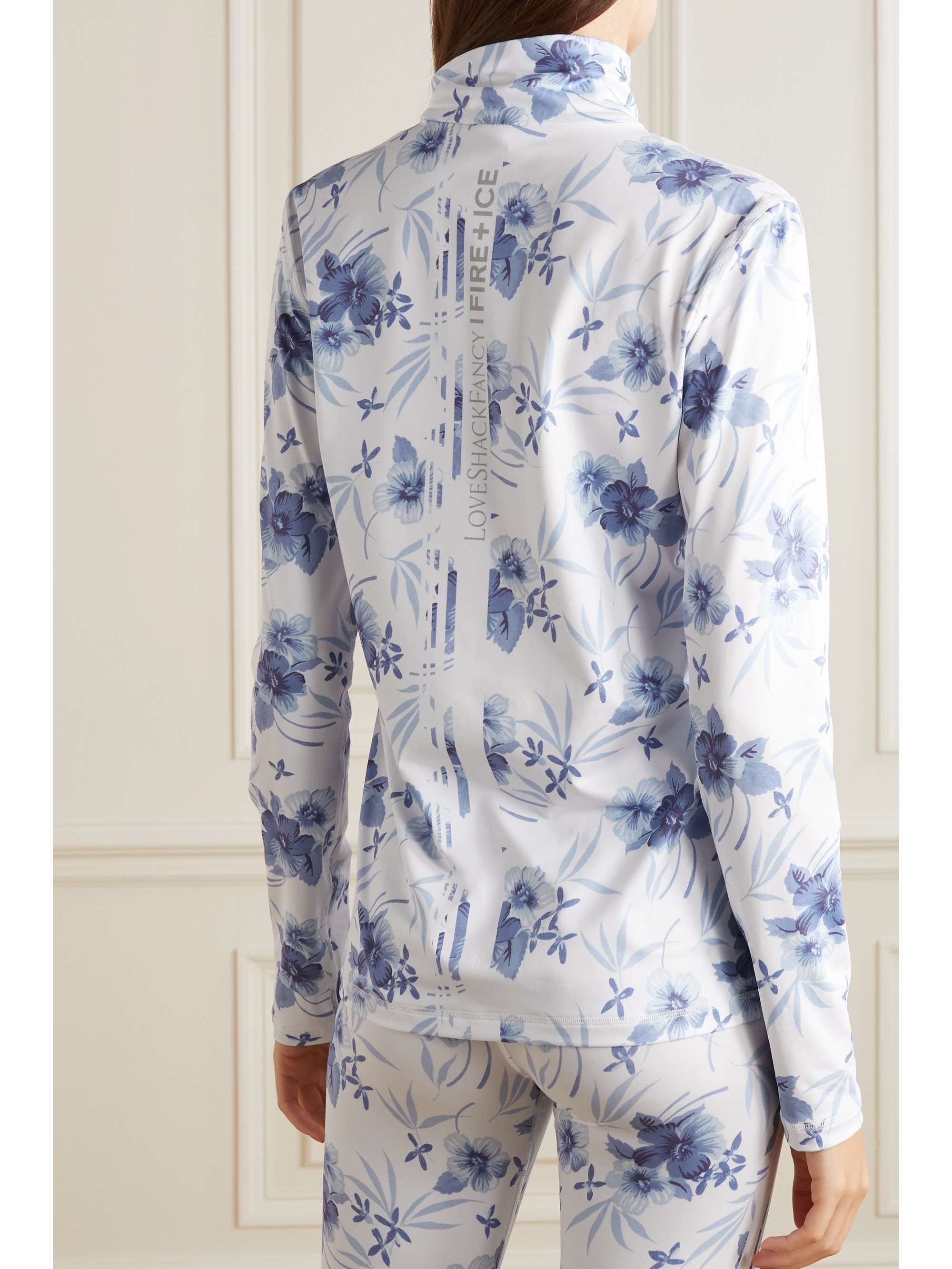 BOGNER FIRE+ICE + LoveShackFancy Ilvy Stehkragenoberteil aus technischem Jersey mit Blumenprint