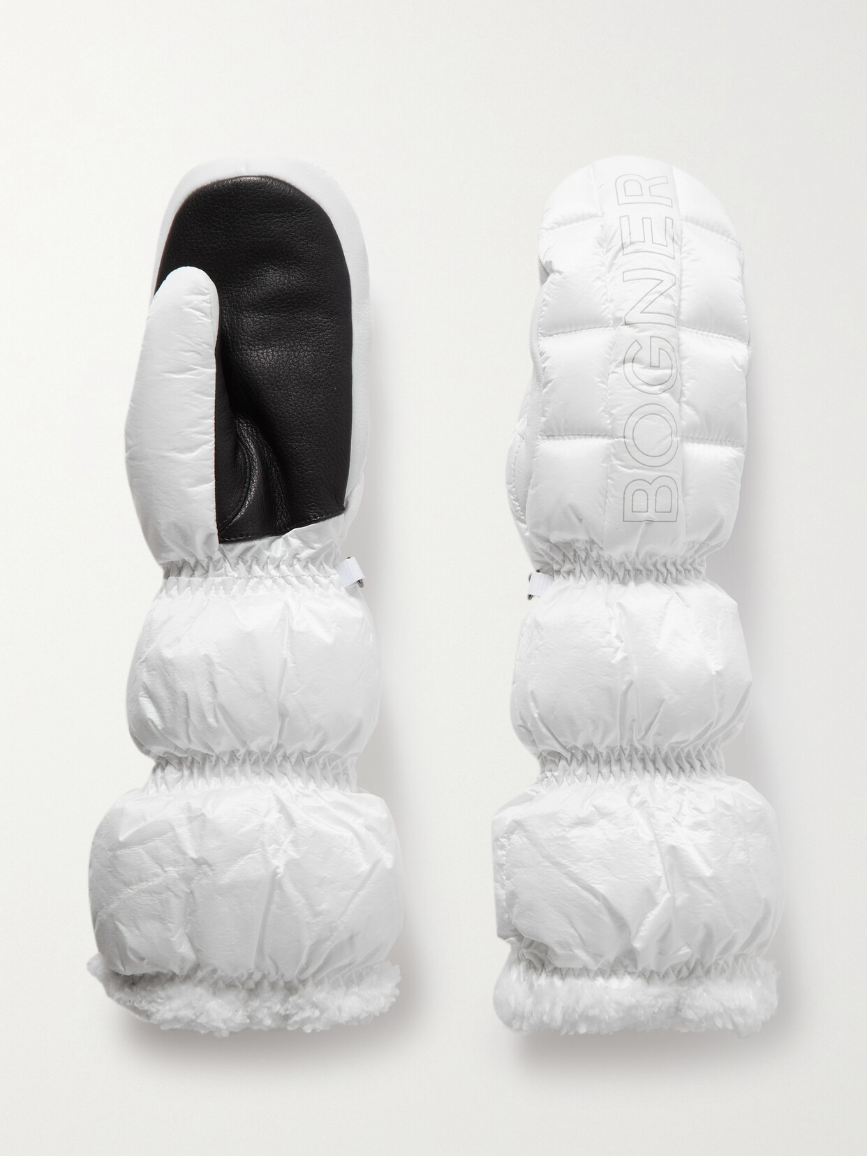 Bogner - Sabina Fleece And Leather-trimmed Quilted Padded Ski Mittens - White