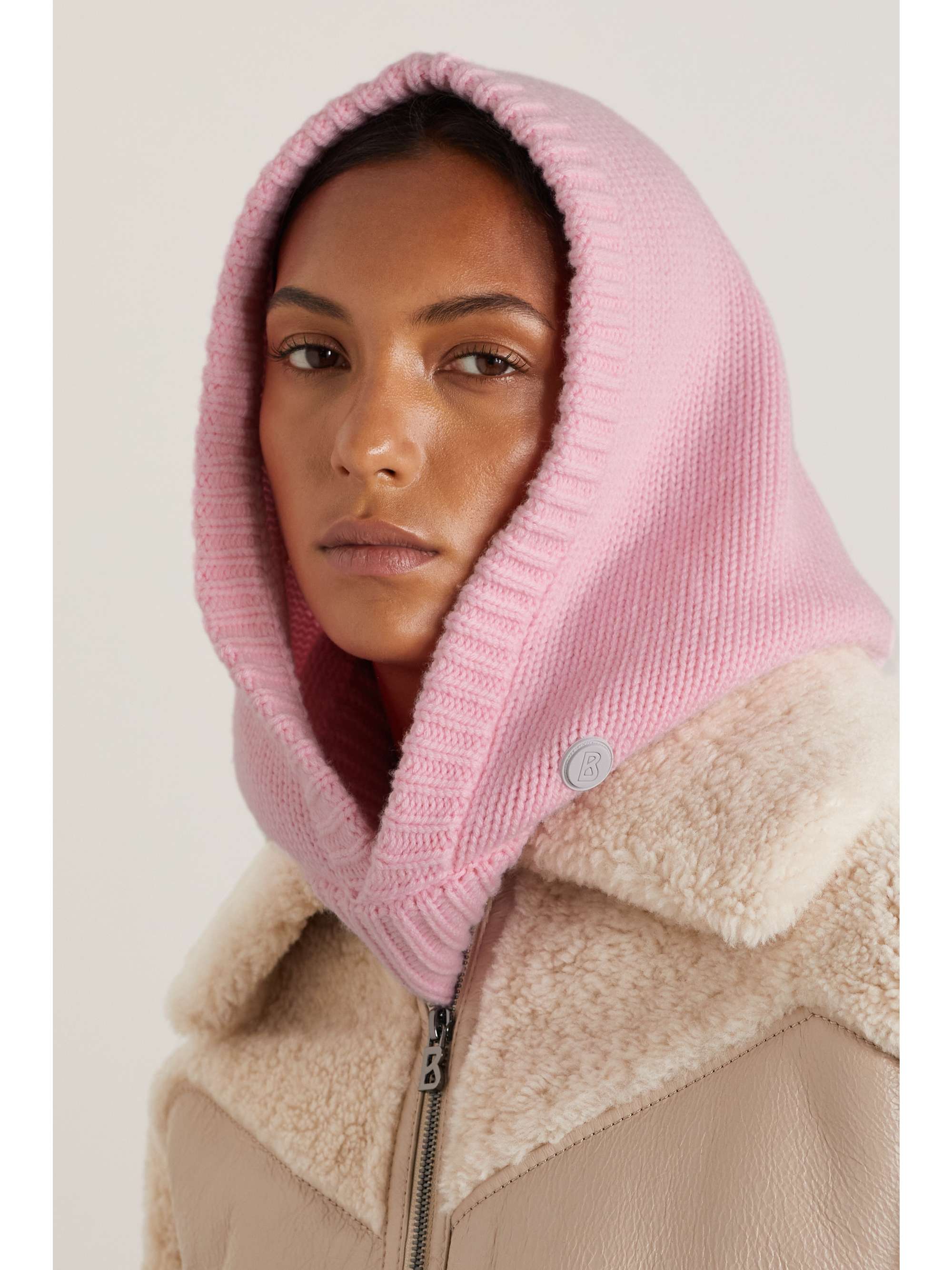 BOGNER Berny appliquéd wool and cashmere-blend hood