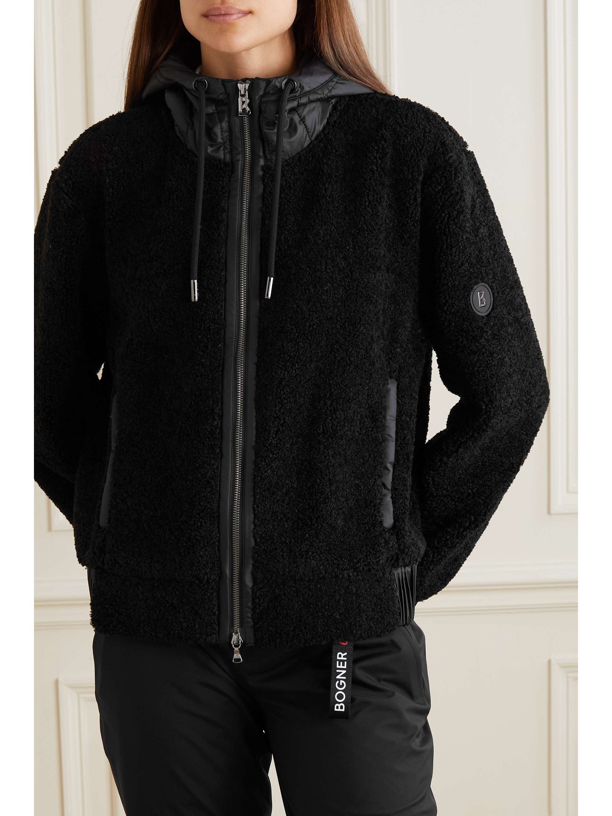 Black Enrica shelltrimmed recycledfleece jacket BOGNER NETAPORTER