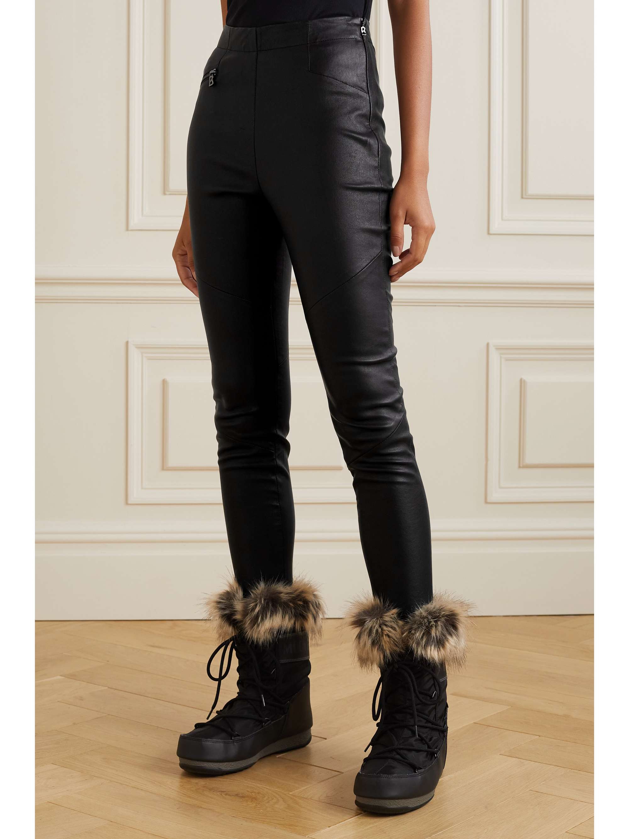 BOGNER Jumi-L paneled leather stirrup ski pants