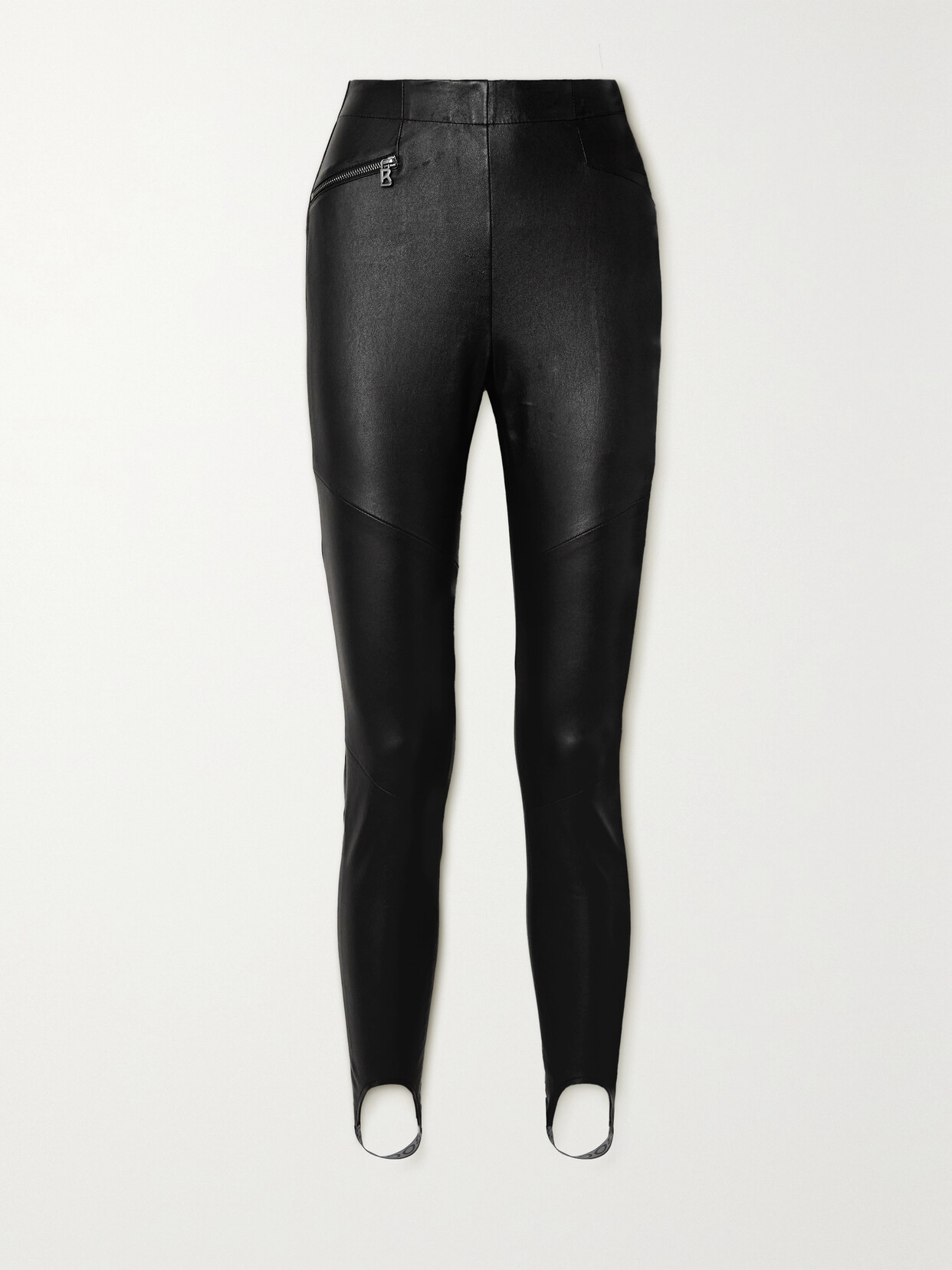 Bogner Jumi-l Paneled Leather Stirrup Ski Pants In Black