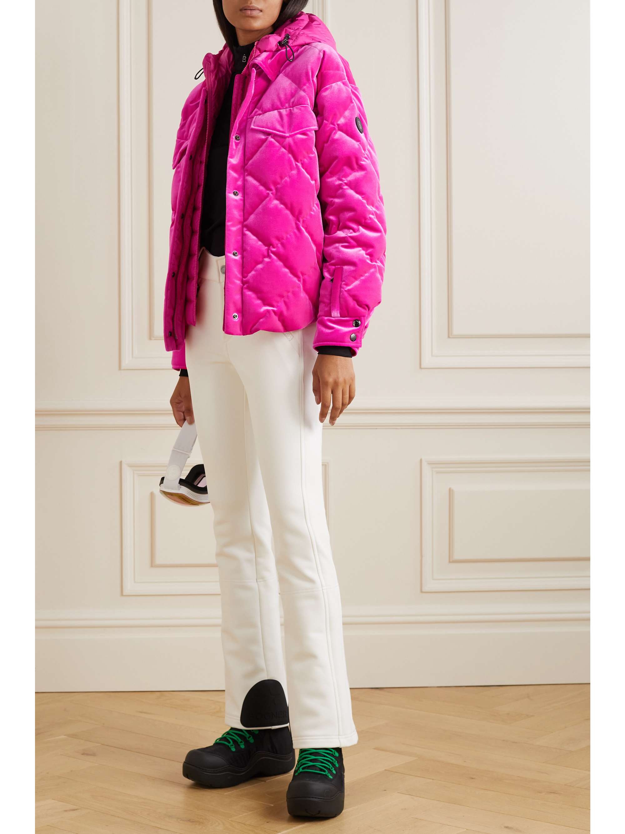 Pink Vela-D quilted velvet down ski jacket | BOGNER | NET-A-PORTER