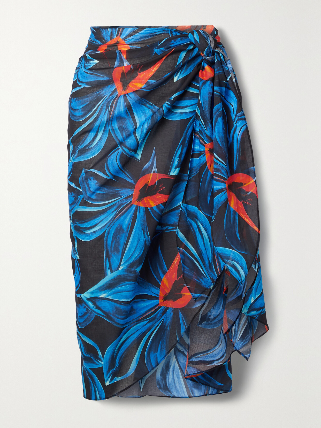 Louisa Ballou Floral-print Cotton-voile Pareo