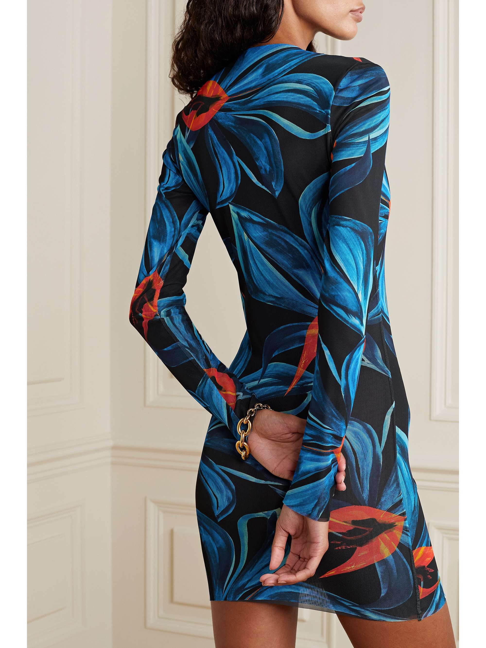 LOUISA BALLOU Helios embellished printed stretch-jersey mini dress
