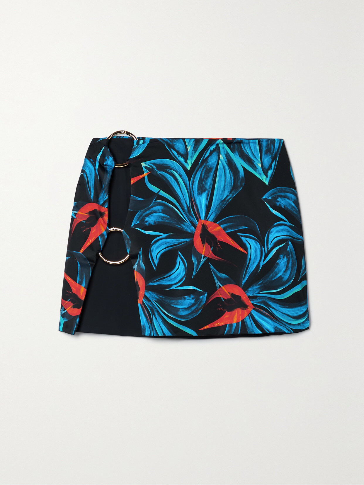 Louisa Ballou Embellished Floral-print Recycled Stretch-jersey Mini Skirt In Blue