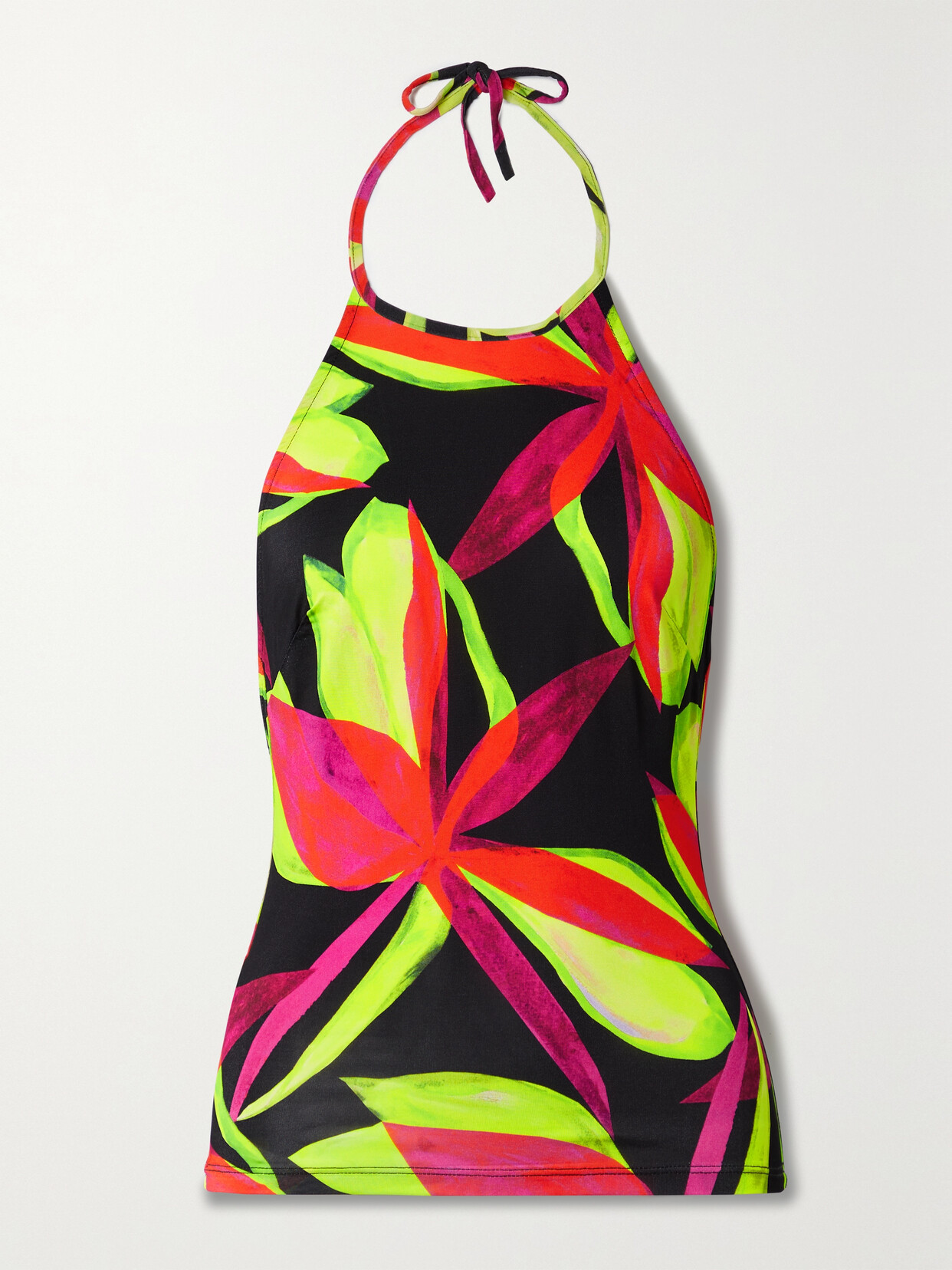 Louisa Ballou Floral-print Stretch-jersey Halterneck Top - Pink