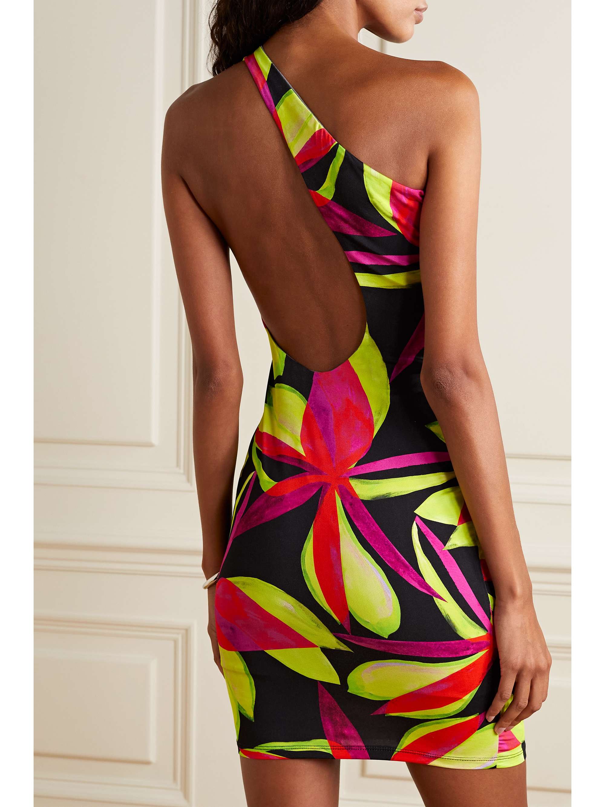 LOUISA BALLOU One-shoulder printed stretch-jersey mini dress
