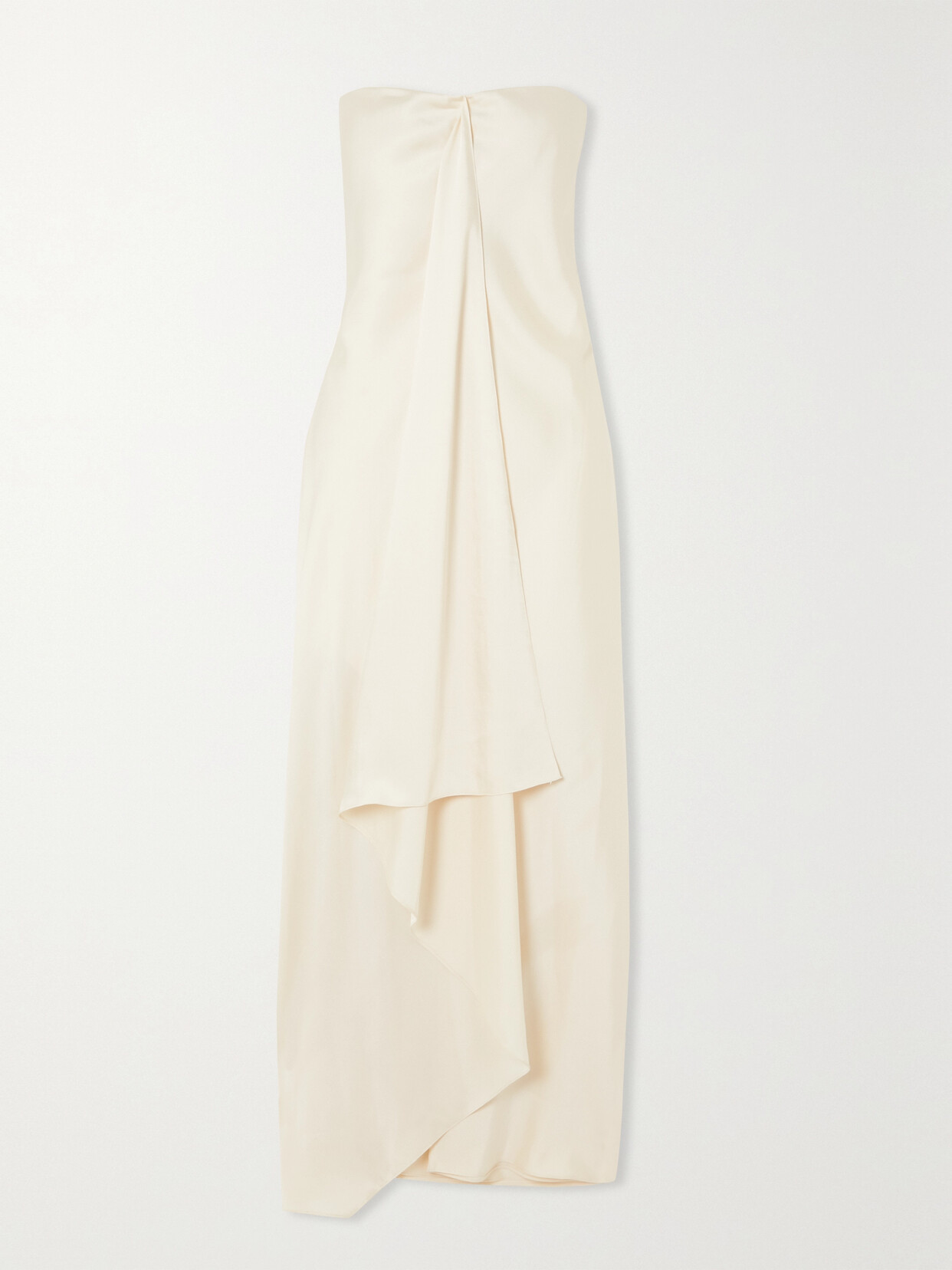 BRANDON MAXWELL ADELAIDE STRAPLESS DRAPED SATIN-TWILL MAXI DRESS