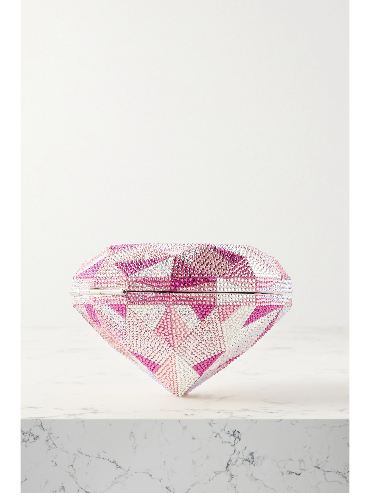 Shop Judith Leiber Diamond Crystal-embellished Silver-tone Clutch In Pink