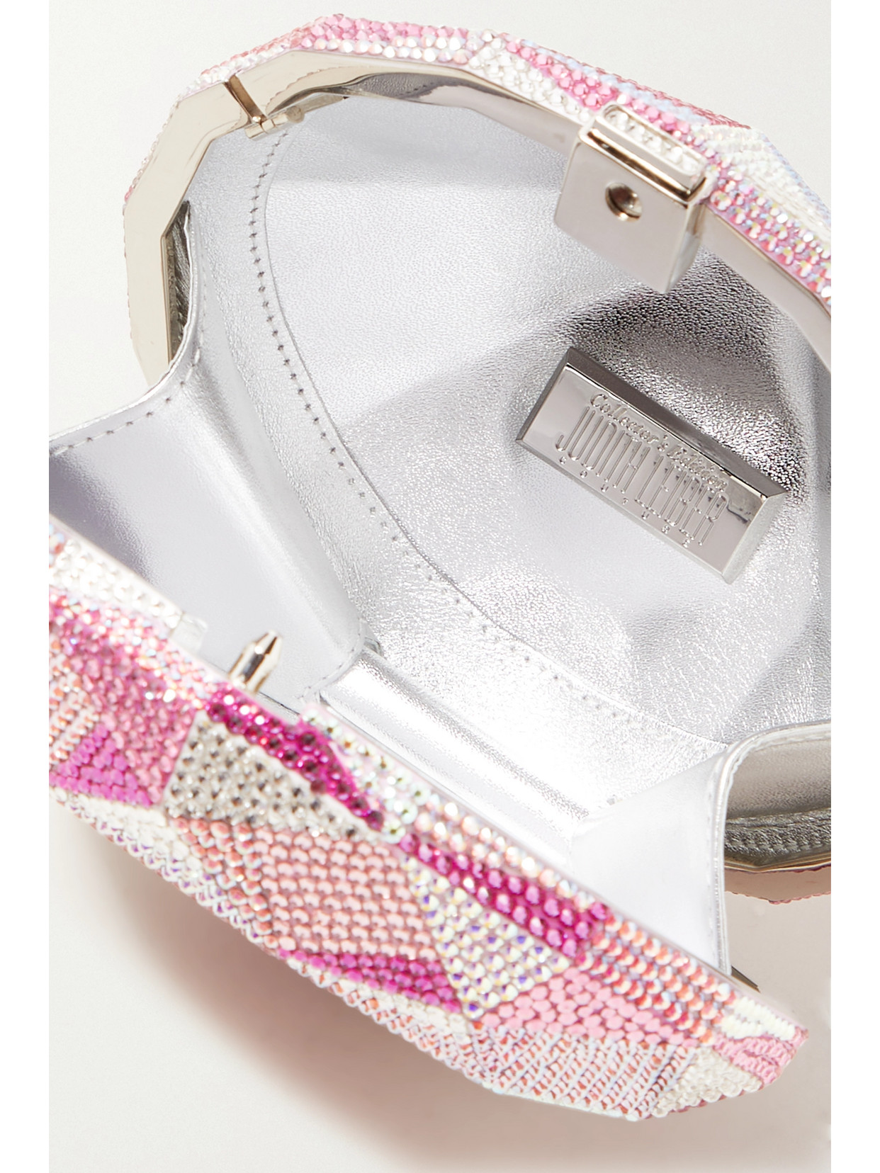 Judith Leiber Diamond Crystal-embellished Silver-tone Clutch In Pink